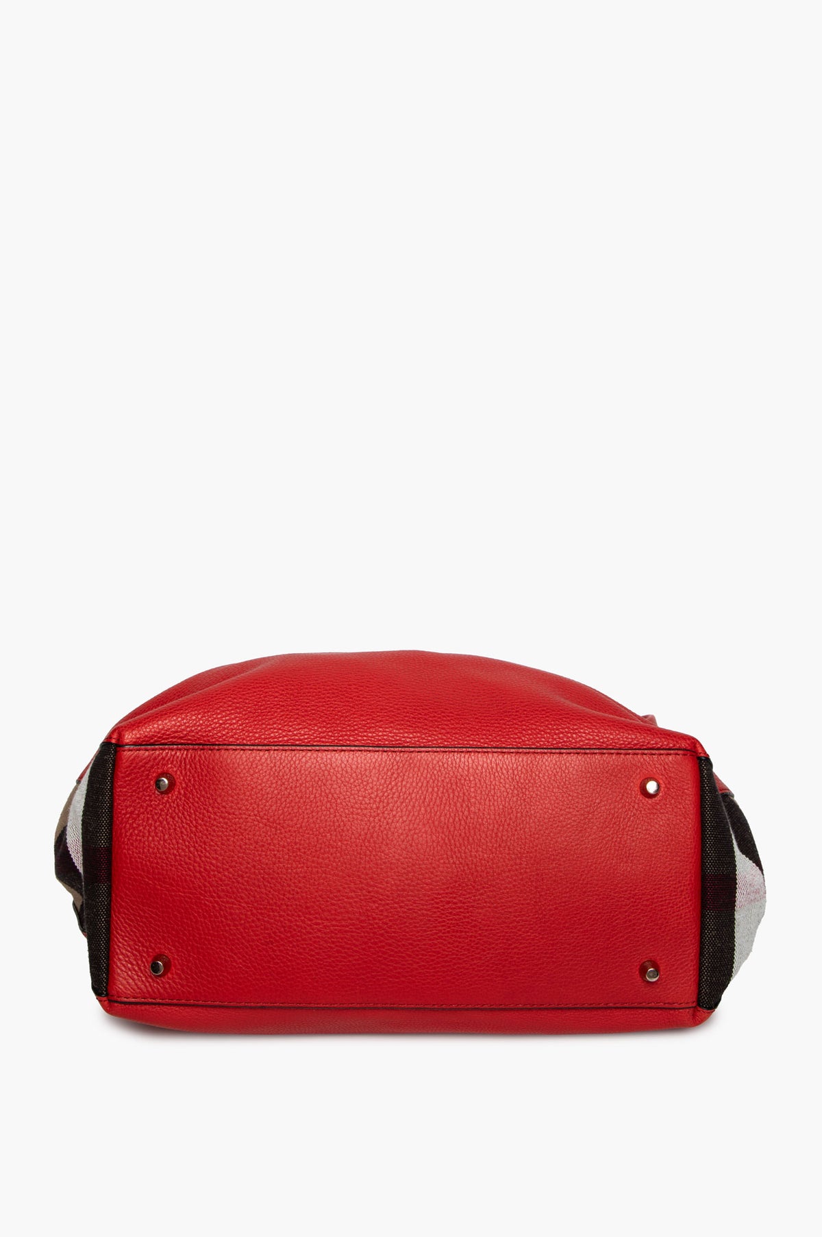 Burberry Red Leather House Check Maidstone MM Bag