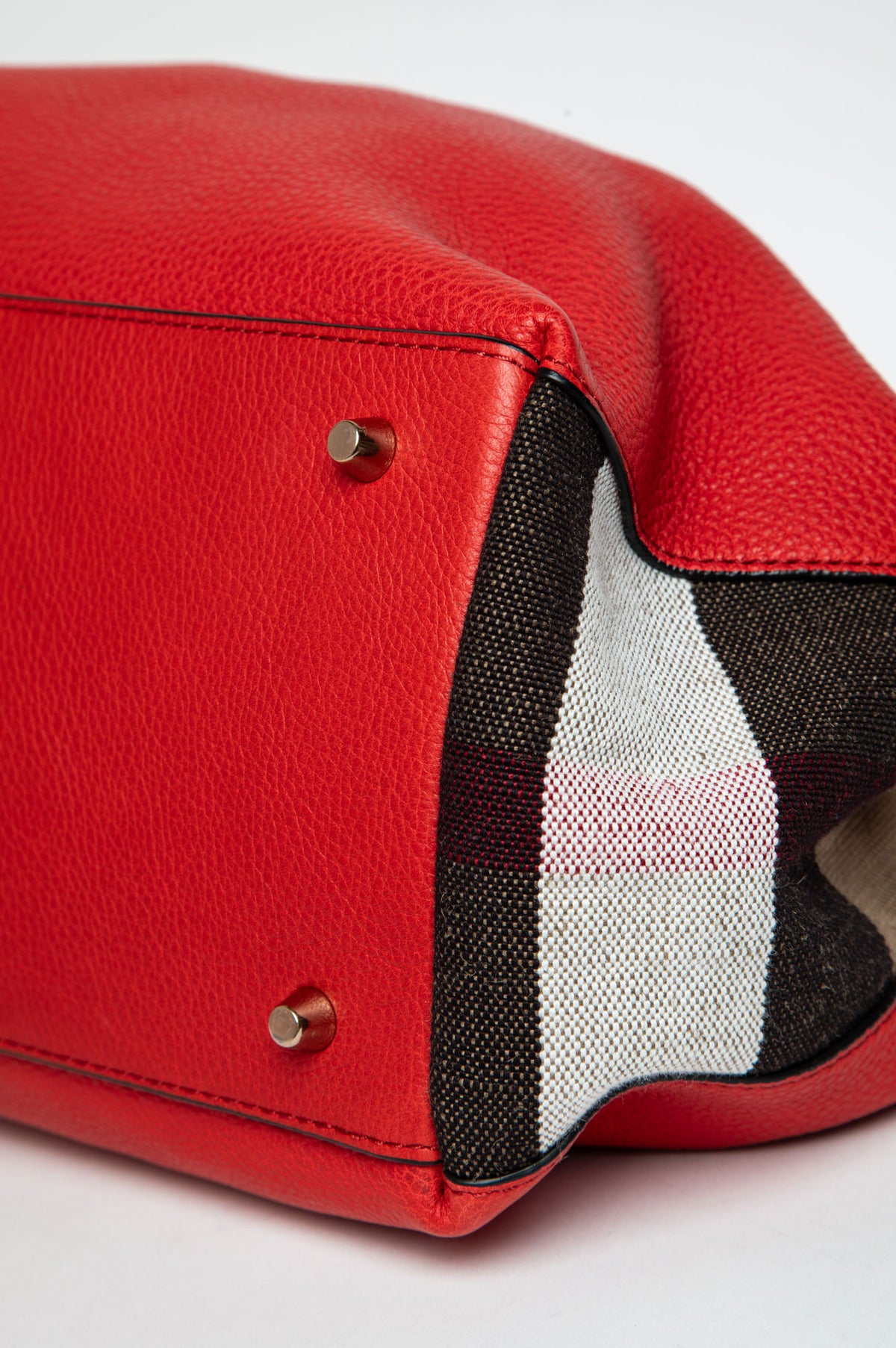 Burberry Red Leather House Check Maidstone MM Bag