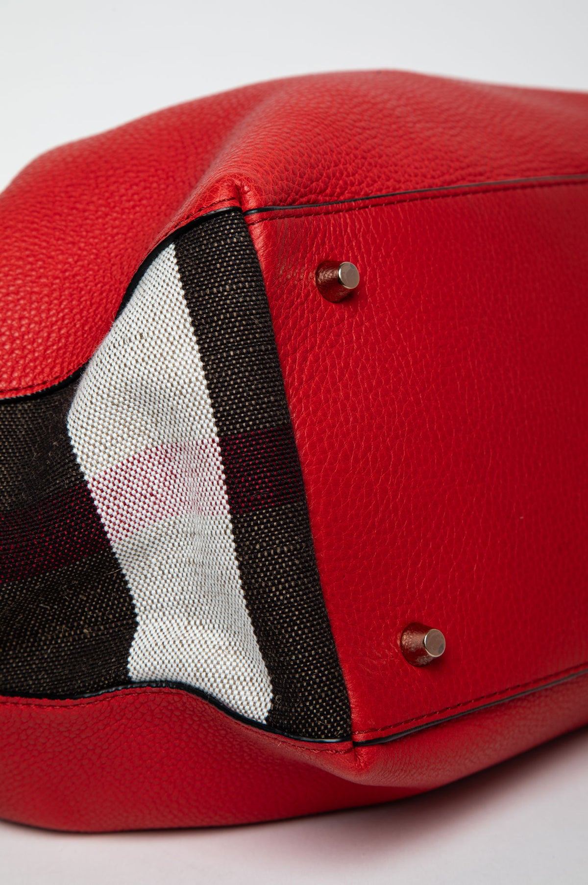 Burberry Red Leather House Check Maidstone MM Bag