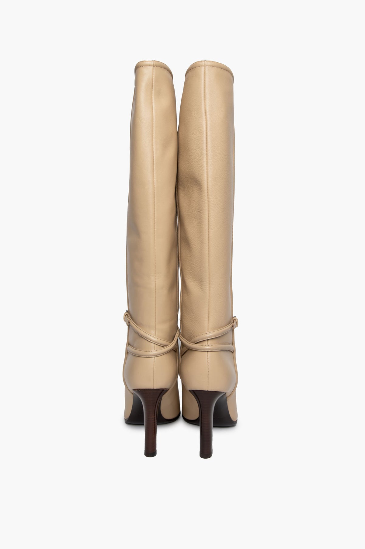 Saint Laurent Beige Leather Jane Knee-High Boots Size 39.5