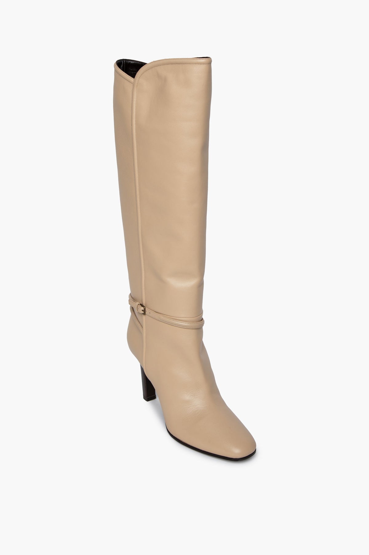 Saint Laurent Beige Leather Jane Knee-High Boots Size 39.5