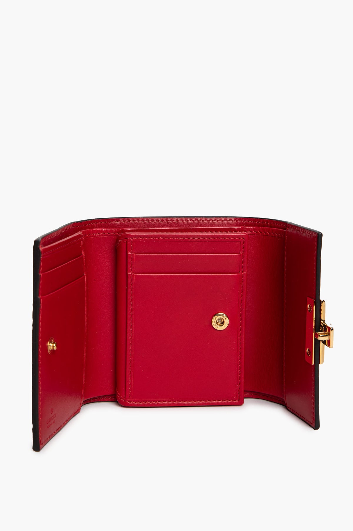 Gucci Padlock Red Monogram Trifold Wallet