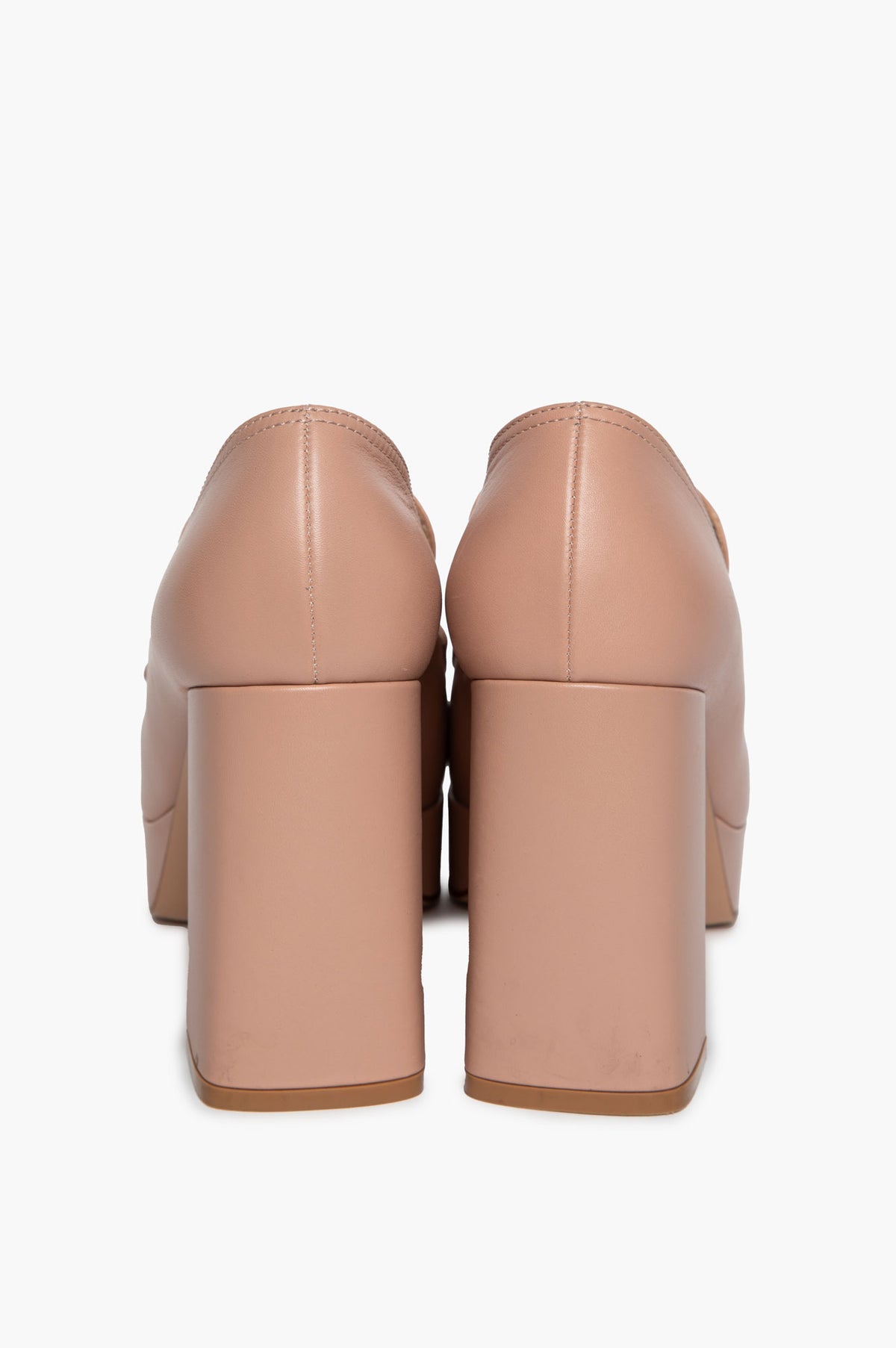 Gianvito Rossi Peach Leather Rouen Platform Penny Loafers Size 39.5