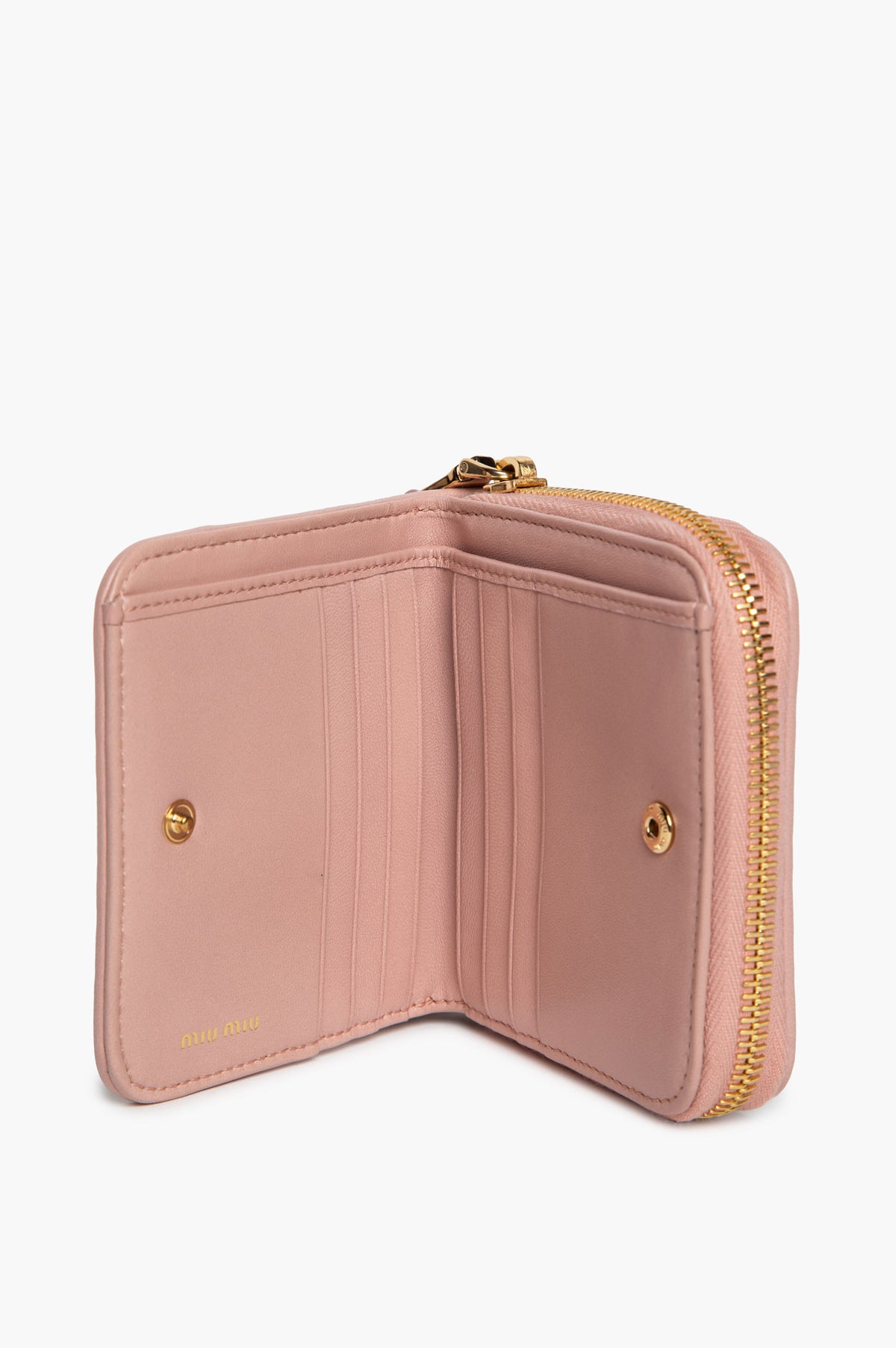 Miu Miu Pink Matelassé Nappa Leather Wallet