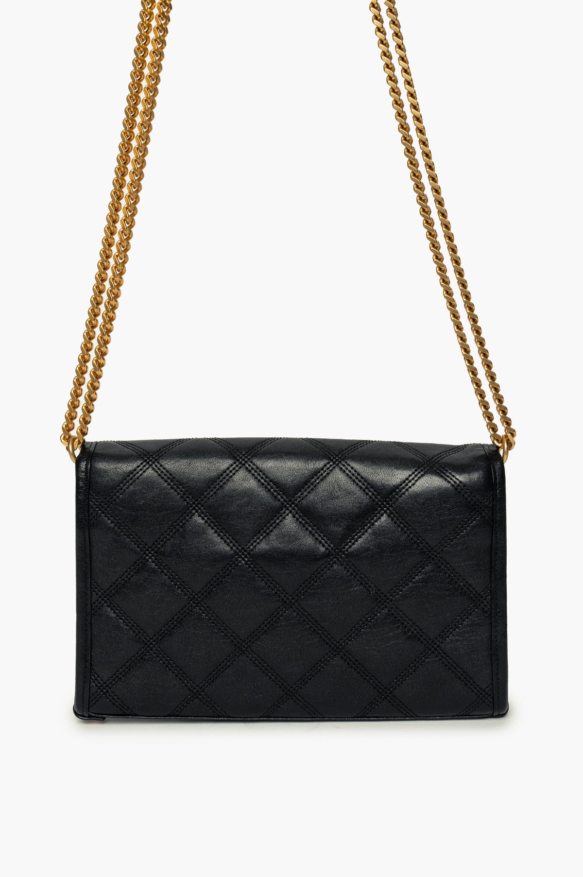 Saint Laurent Black Diamond Quilted Becky Chain Wallet
