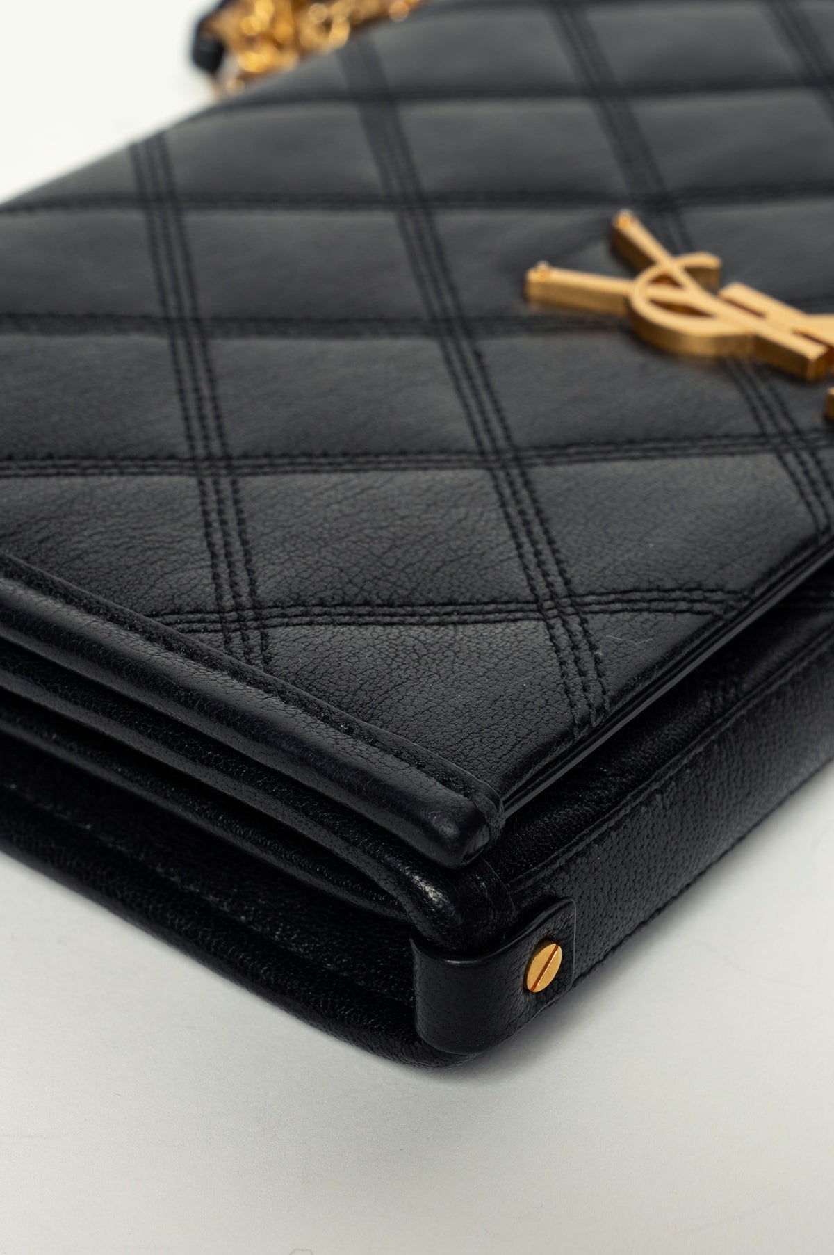 Saint Laurent Black Diamond Quilted Becky Chain Wallet