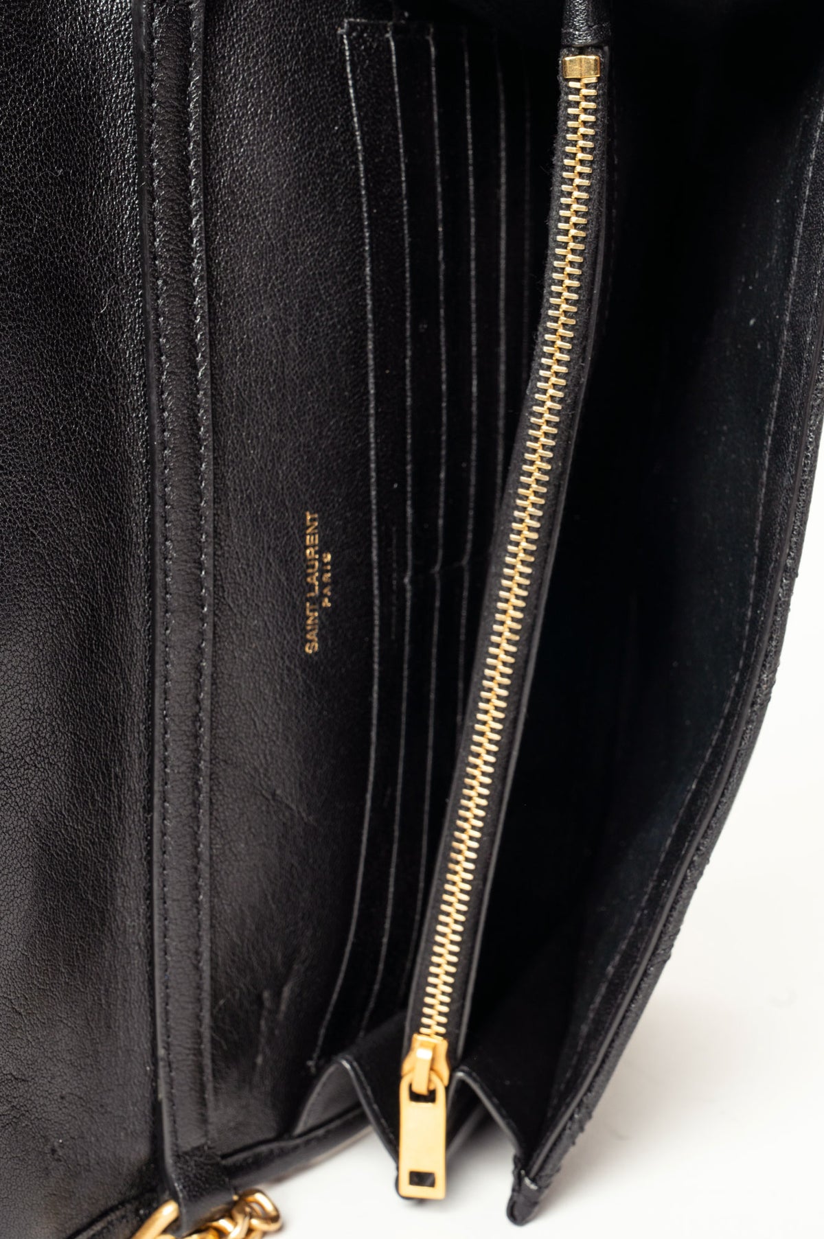 Saint Laurent Black Diamond Quilted Becky Chain Wallet