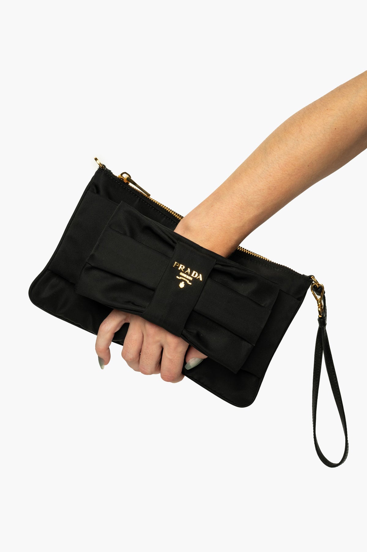 Prada Black Tessuto Nylon Fiocco Clutch