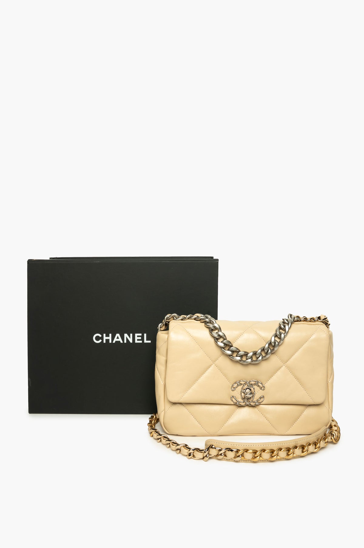 Chanel 19 Beige Medium Flap Bag