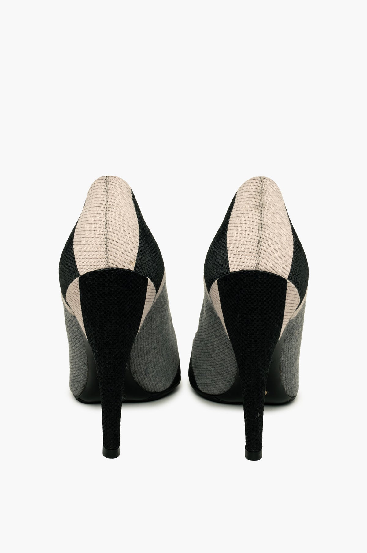 Christian Dior Pink/Grey Striped Woven Pumps Size 36.5