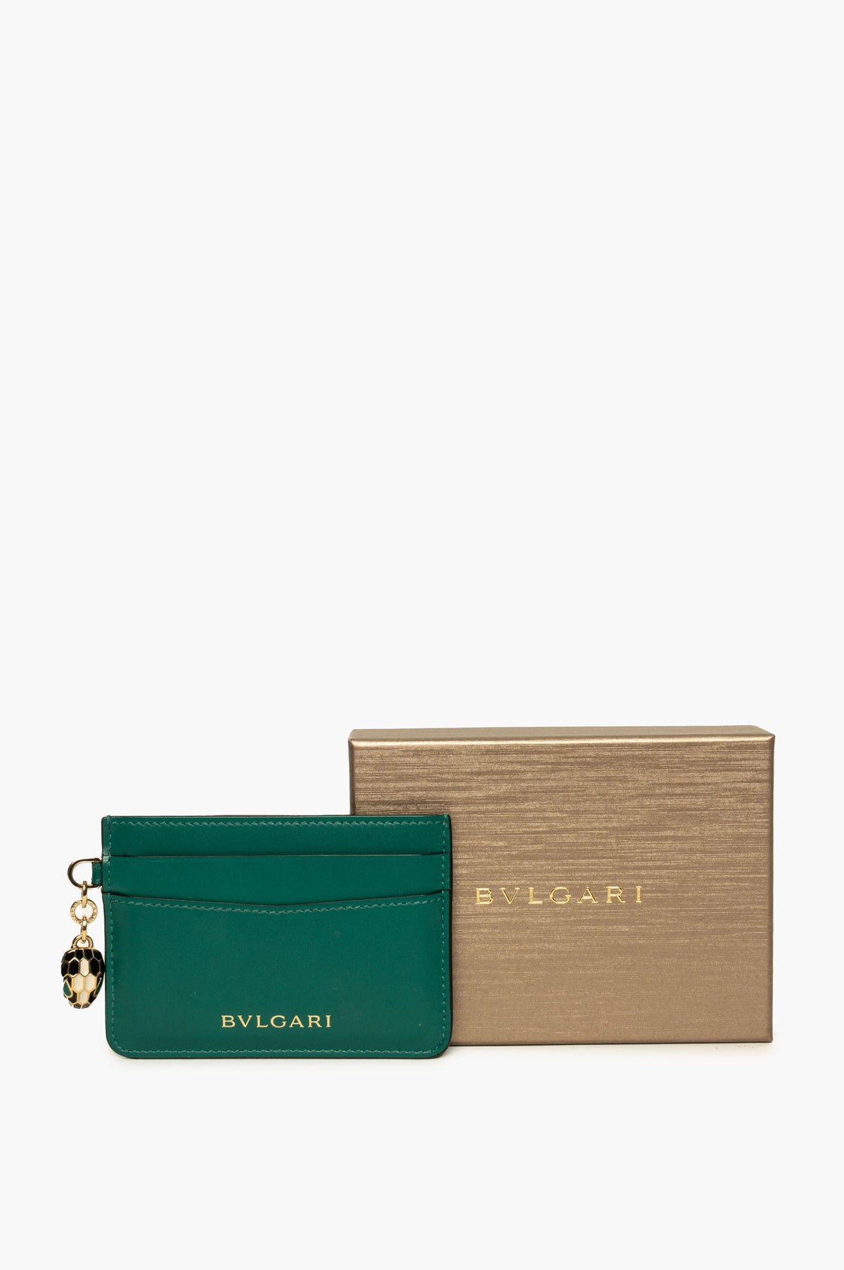 Bvlgari Green Calfskin Serpenti Forever Card Holder