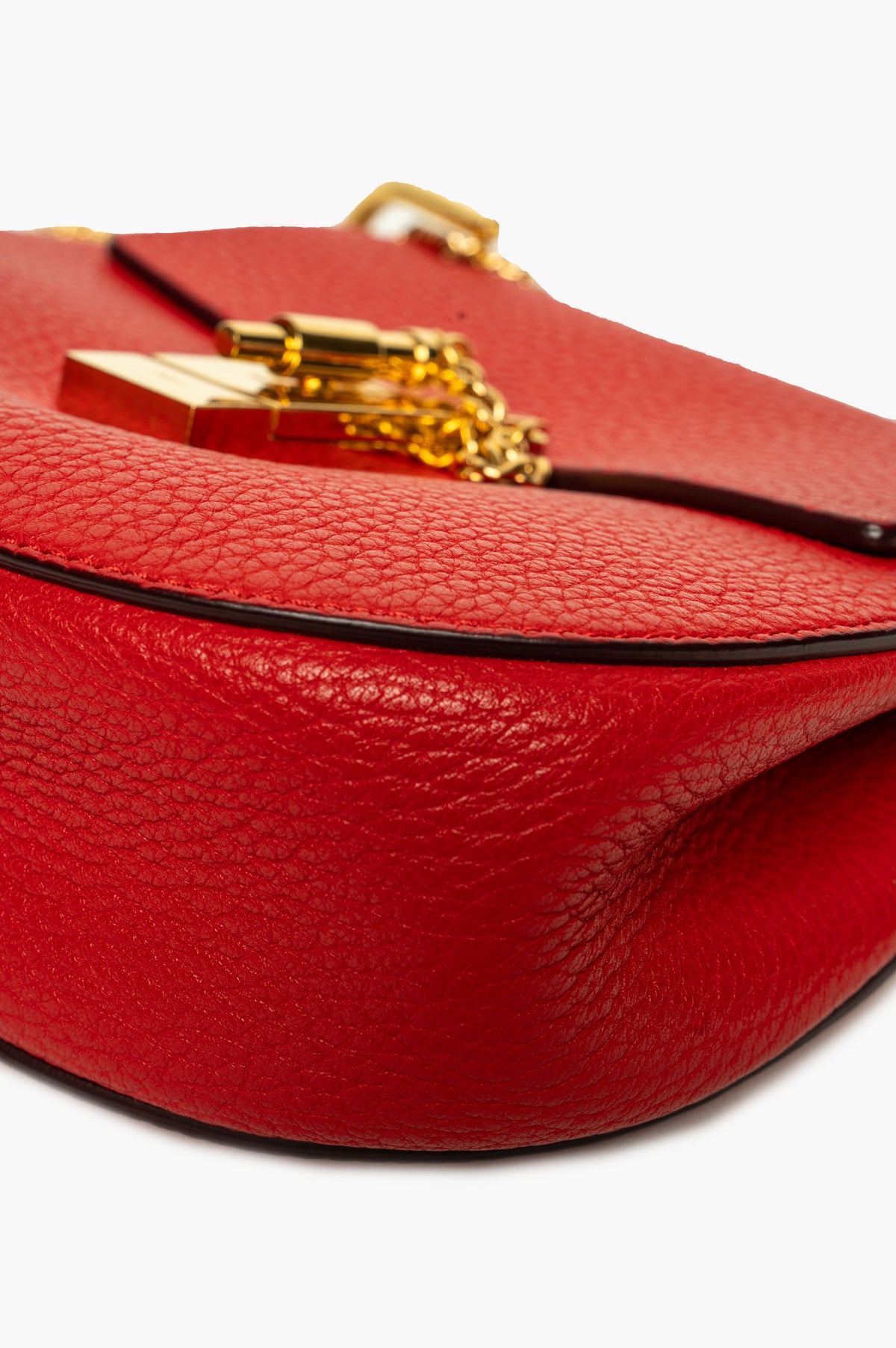 Chloé Red Grained Leather Mini Drew Crossbody Bag