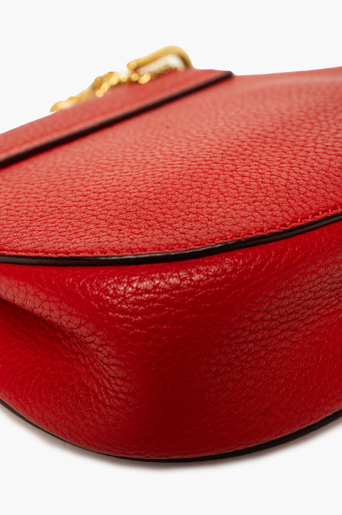 Chloé Red Grained Leather Mini Drew Crossbody Bag