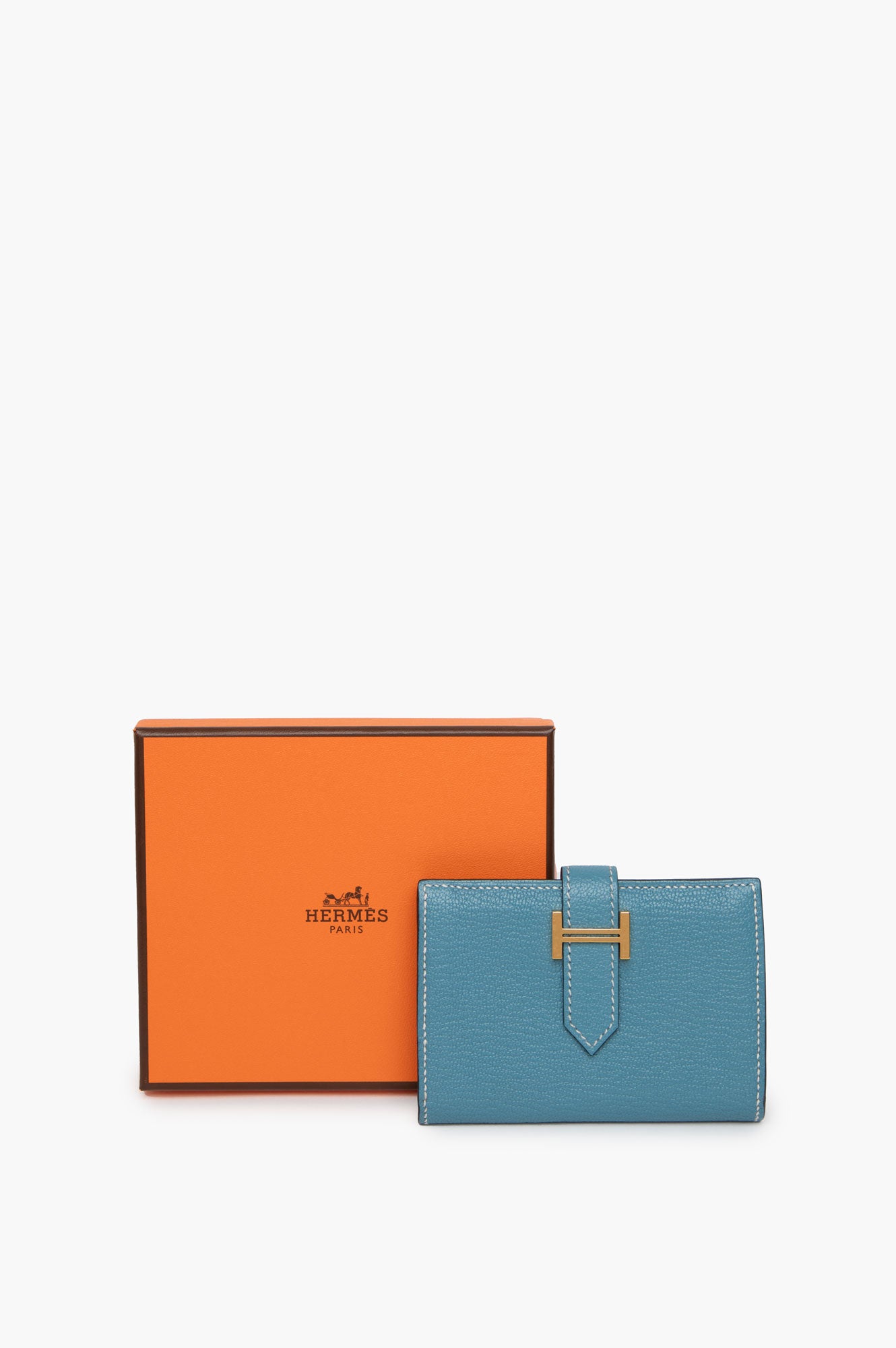 Hermes Blue Mini Bearn Compact Wallet