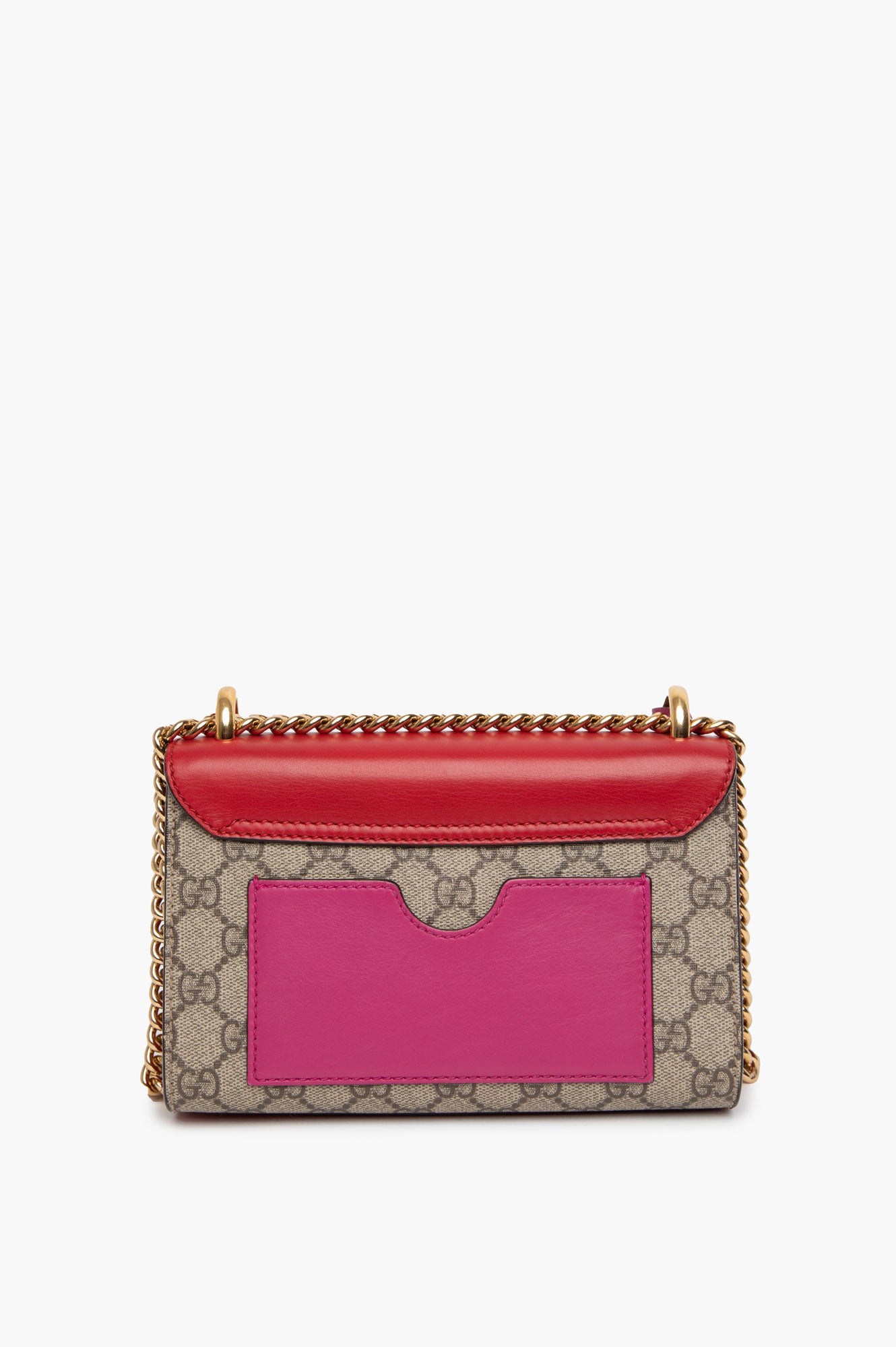 Gucci Hibiscus Red Supreme Moon Calfskin Small Padlock Shoulder Bag