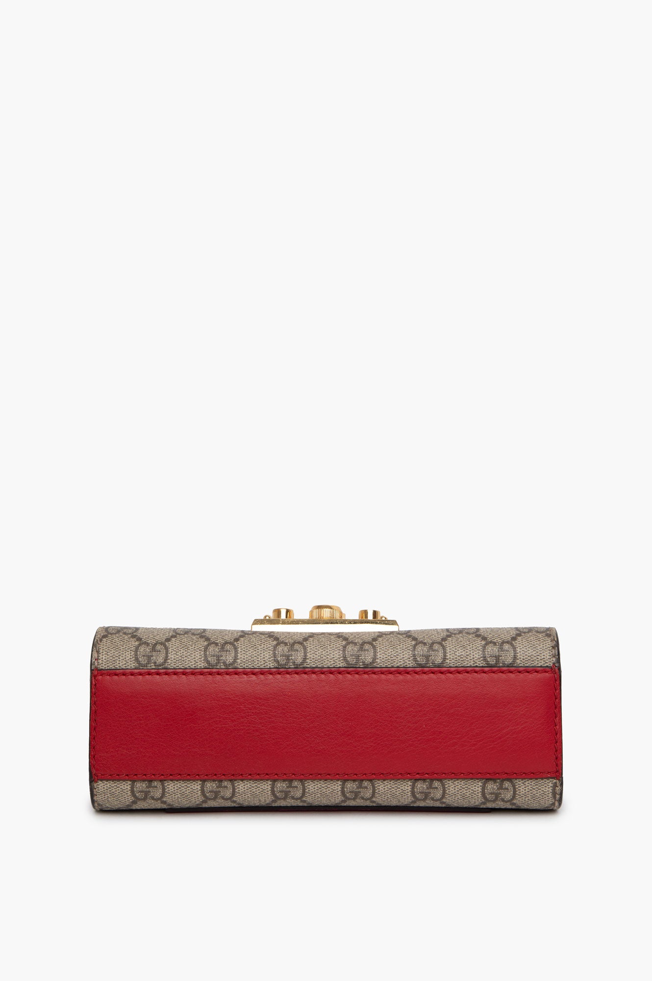 Gucci Hibiscus Red Supreme Moon Calfskin Small Padlock Shoulder Bag