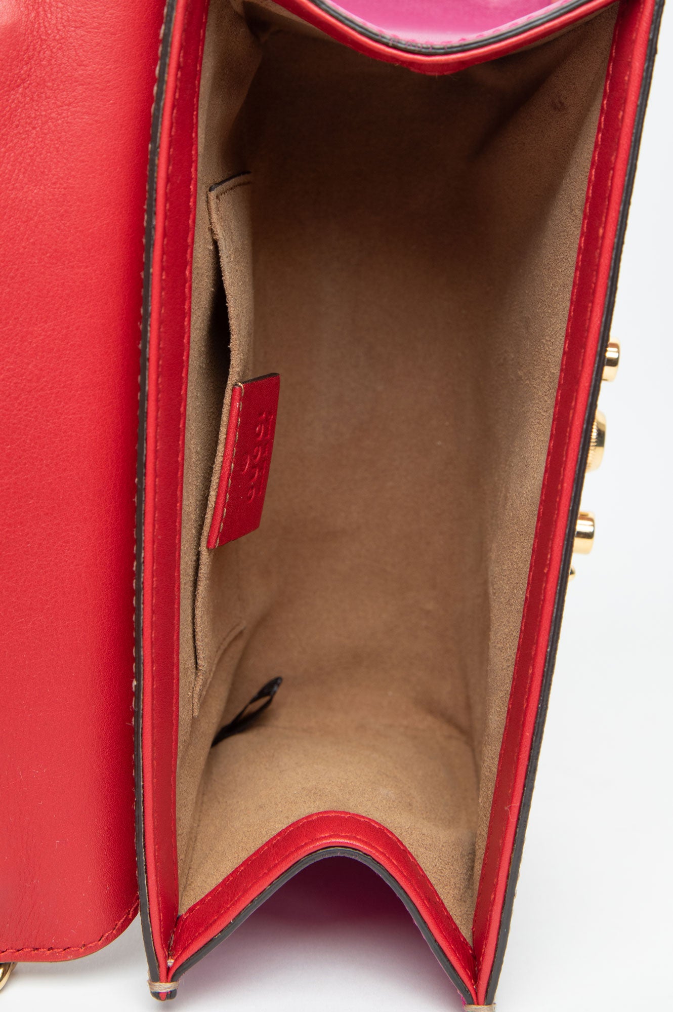 Gucci Hibiscus Red Supreme Moon Calfskin Small Padlock Shoulder Bag
