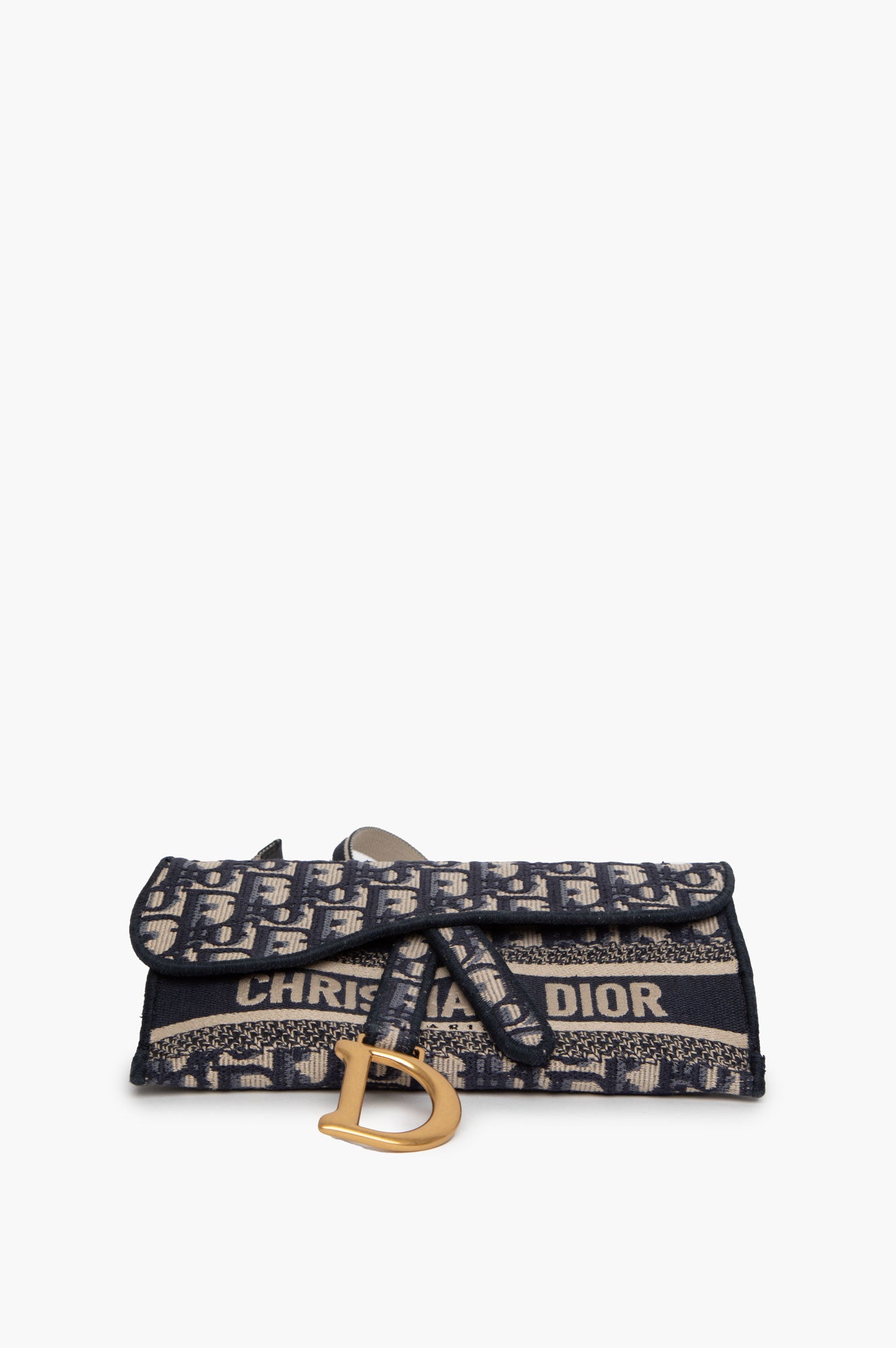 Christian Dior Blue Oblique Saddle Slim Belt Bag