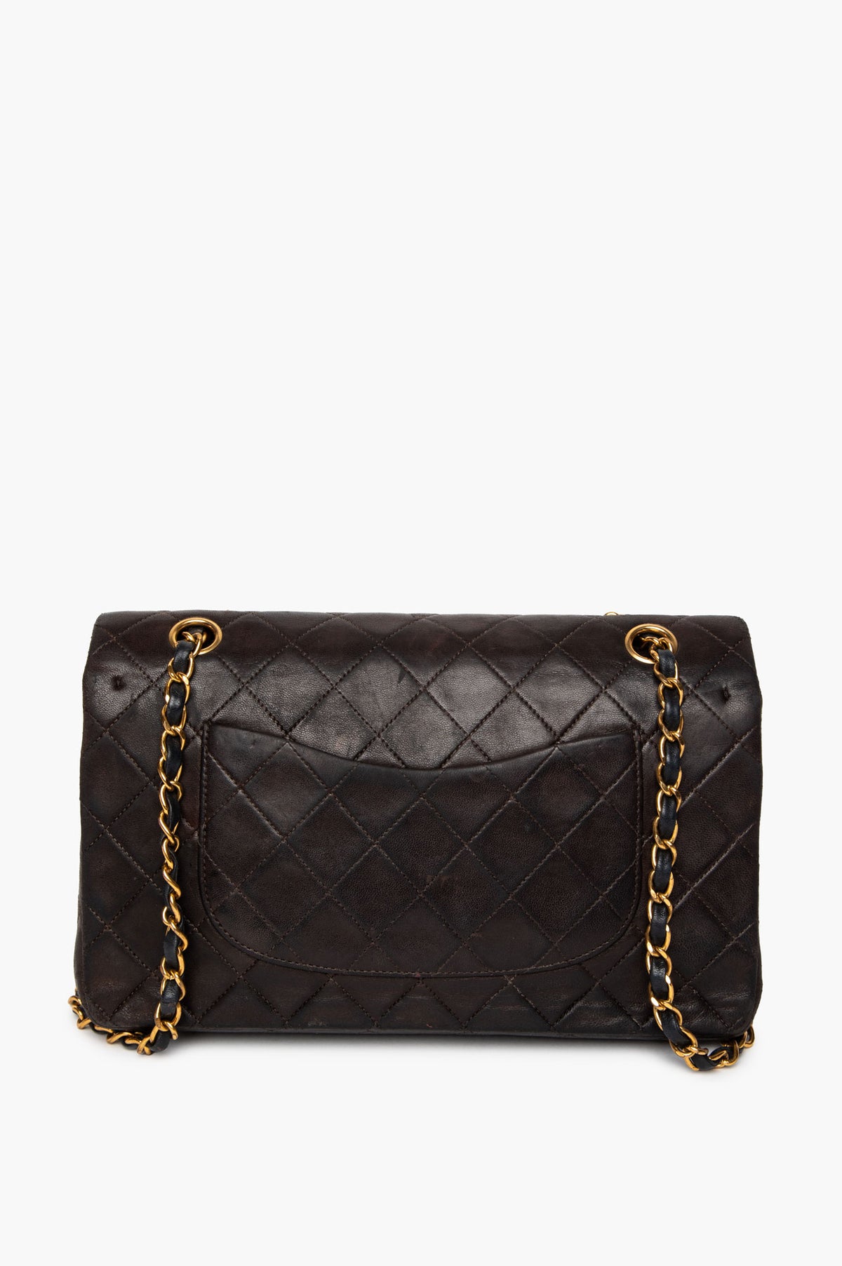 Chanel Vintage 90s Chocolate Brown Lambskin 24k Gold Plated Hardware Classic Flap