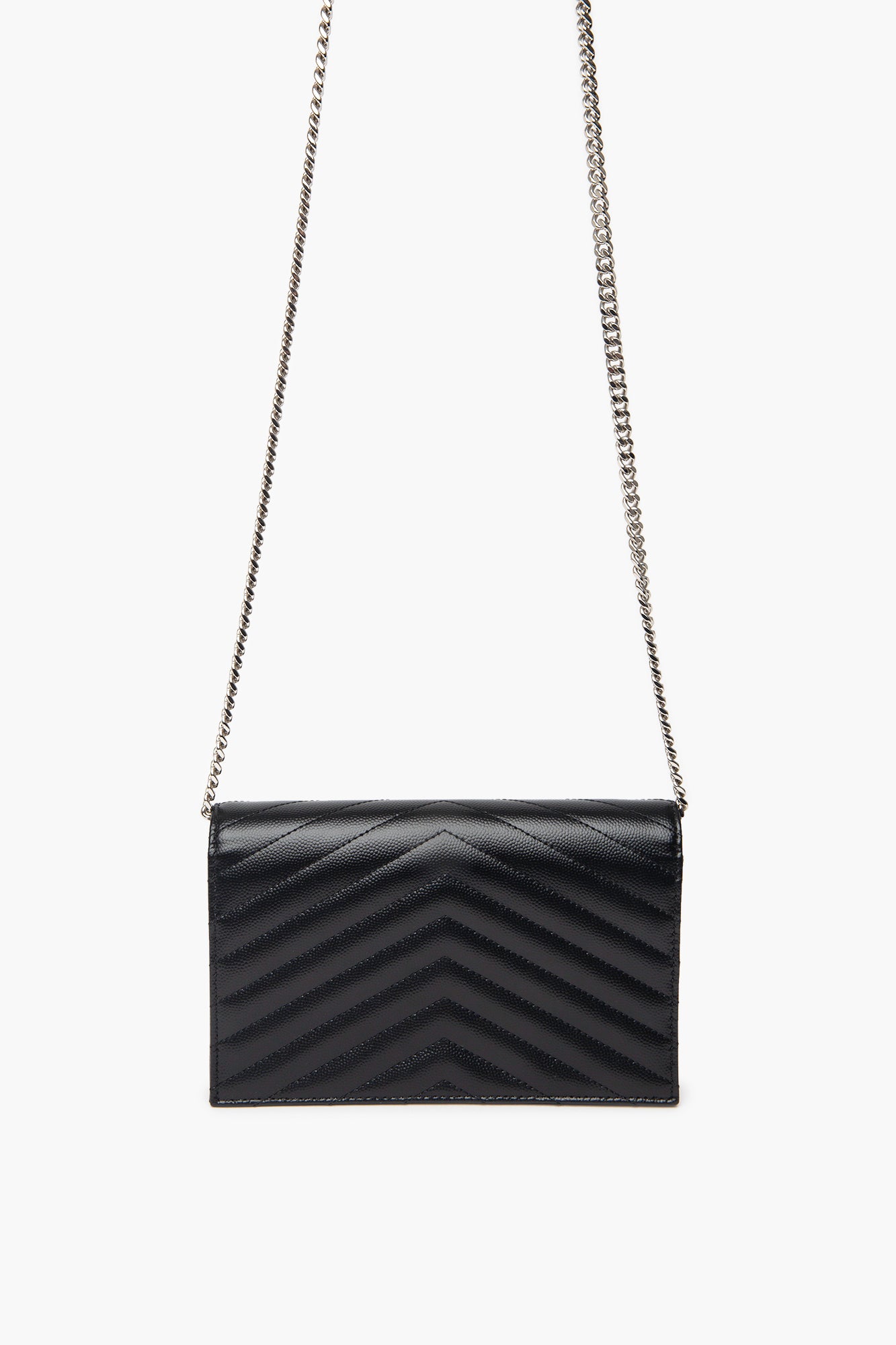 Saint Laurent Black Cassandre Envelope Chain Wallet