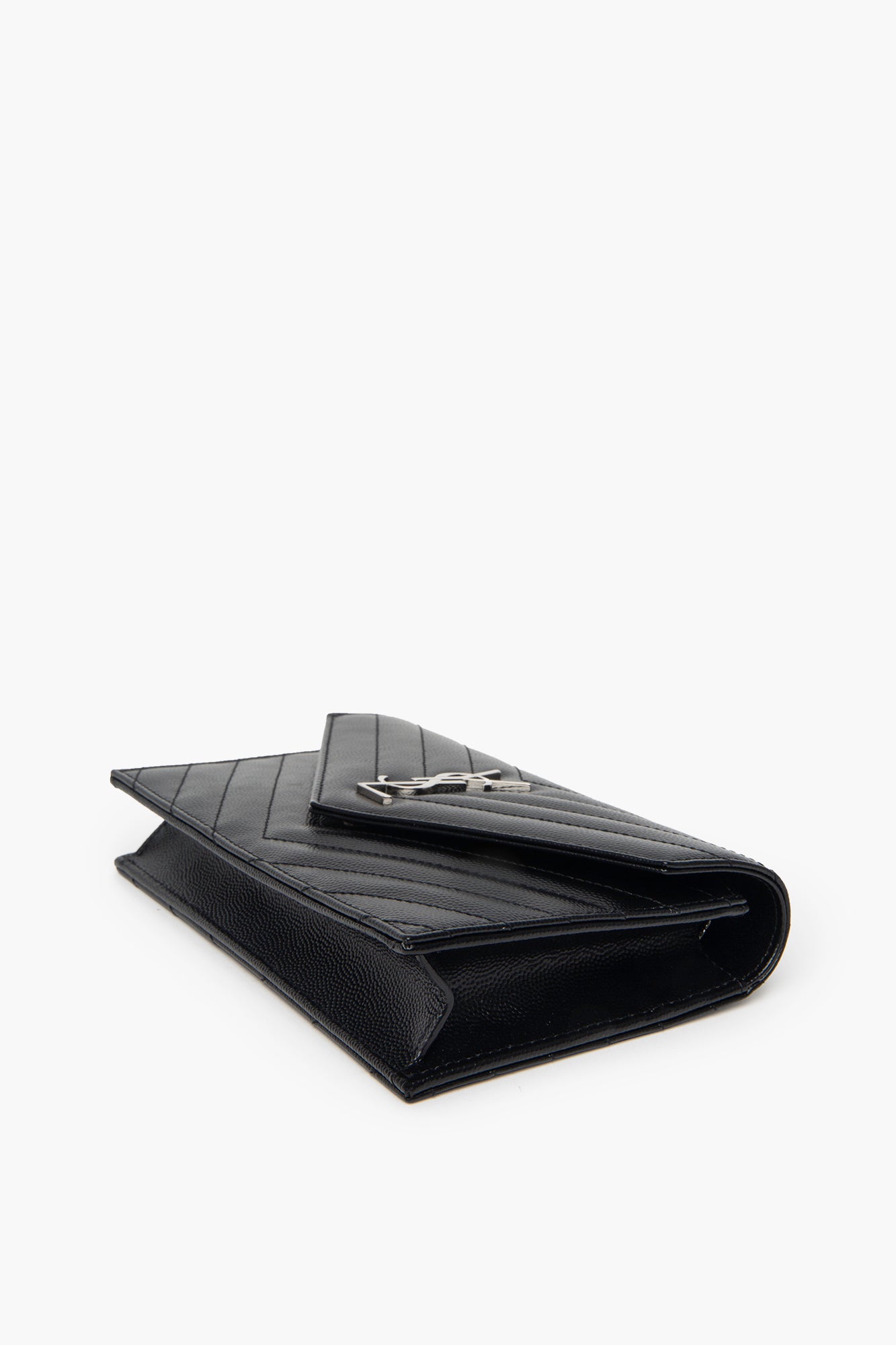 Saint Laurent Black Cassandre Envelope Chain Wallet