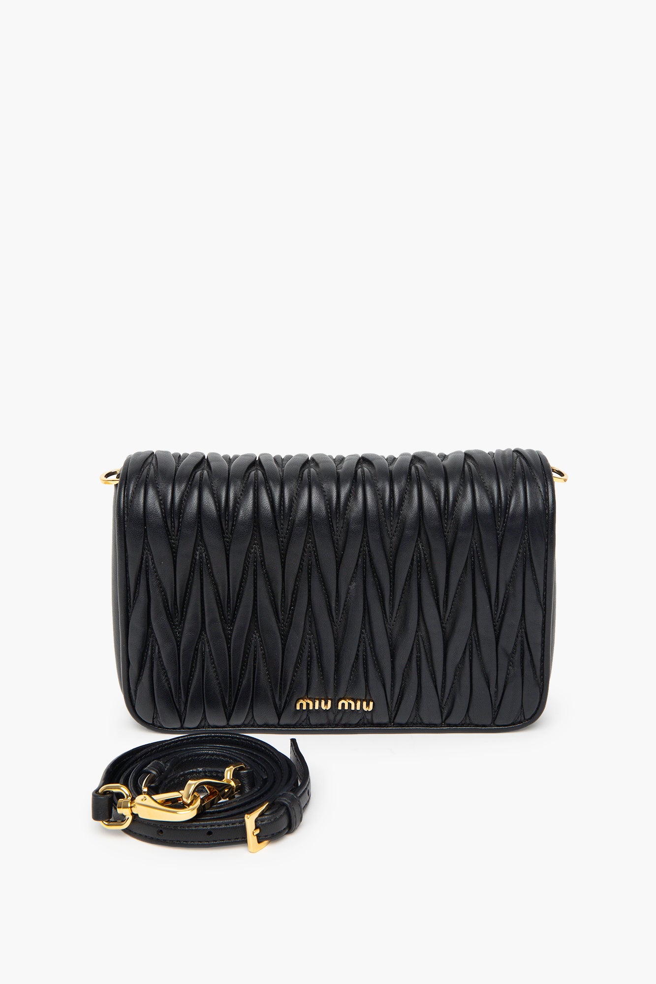 Miu Miu Black Matelassé Nappa Leather Crossbody Bag