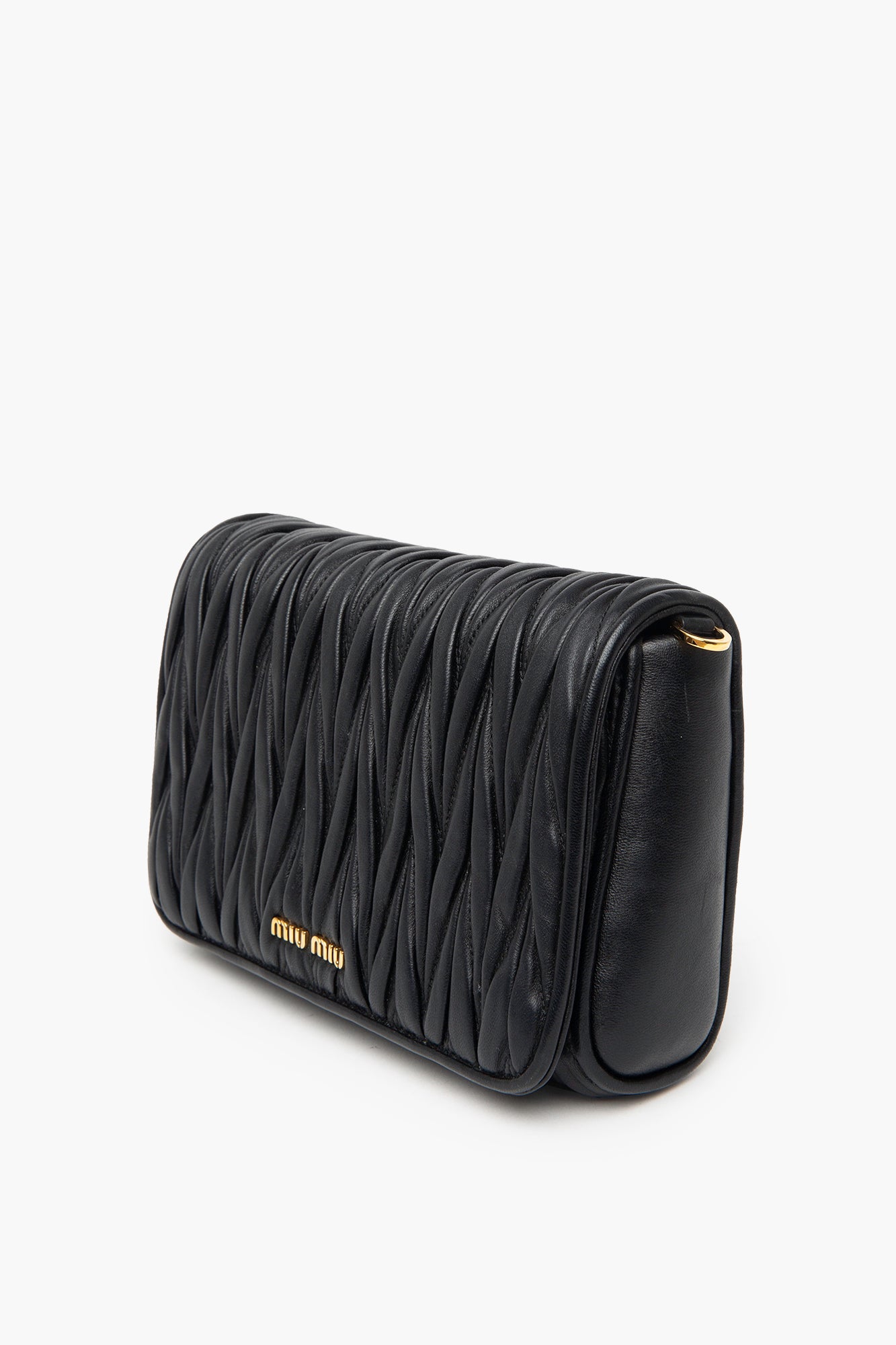 Miu Miu Black Matelassé Nappa Leather Crossbody Bag