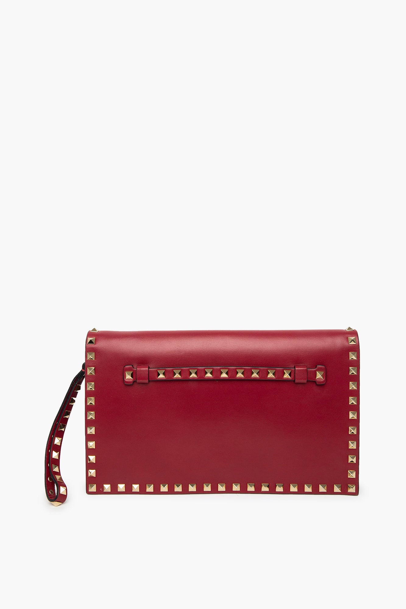 Valentino Red Lambskin Rockstud Clutch