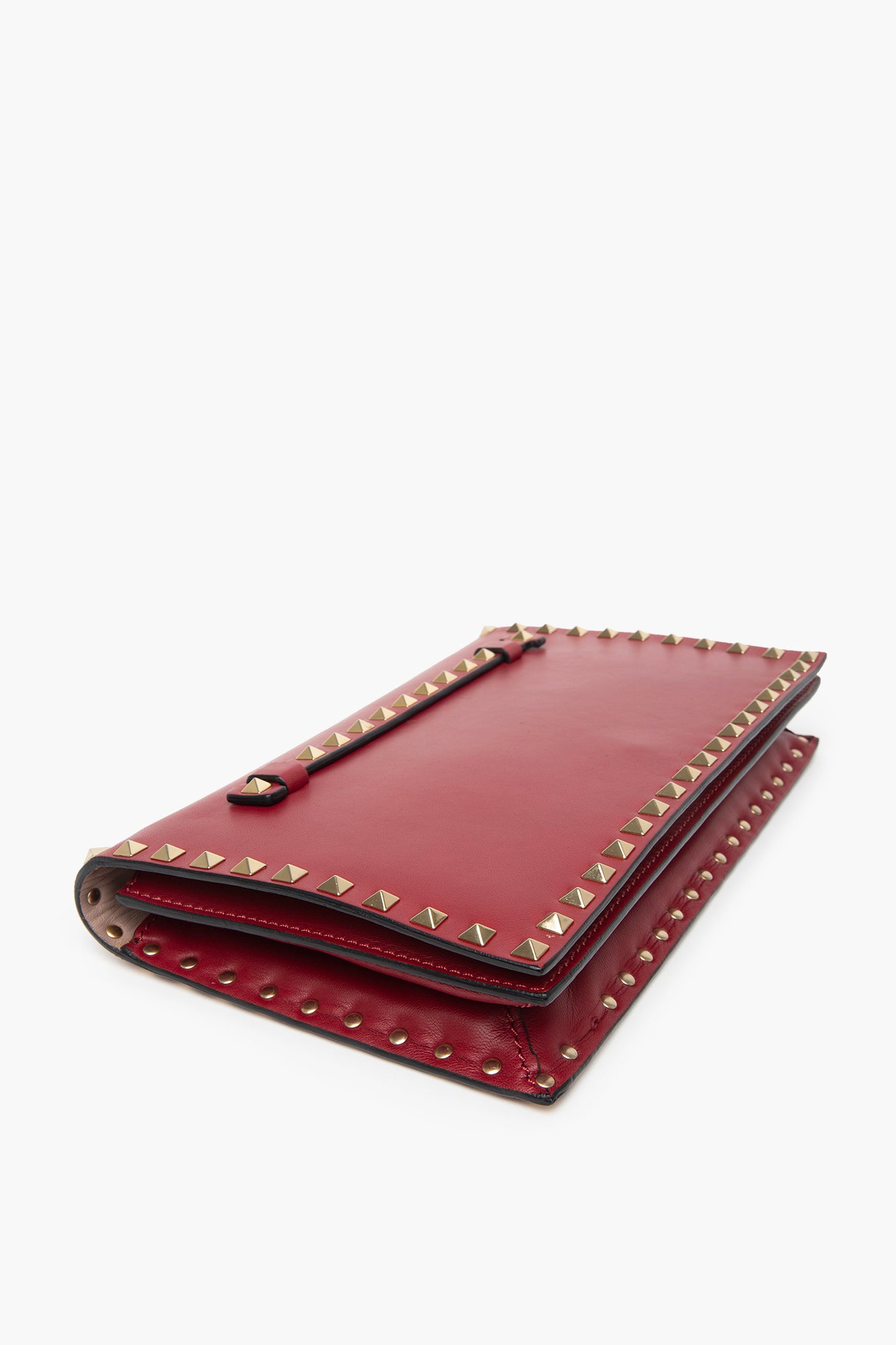 Valentino Red Lambskin Rockstud Clutch