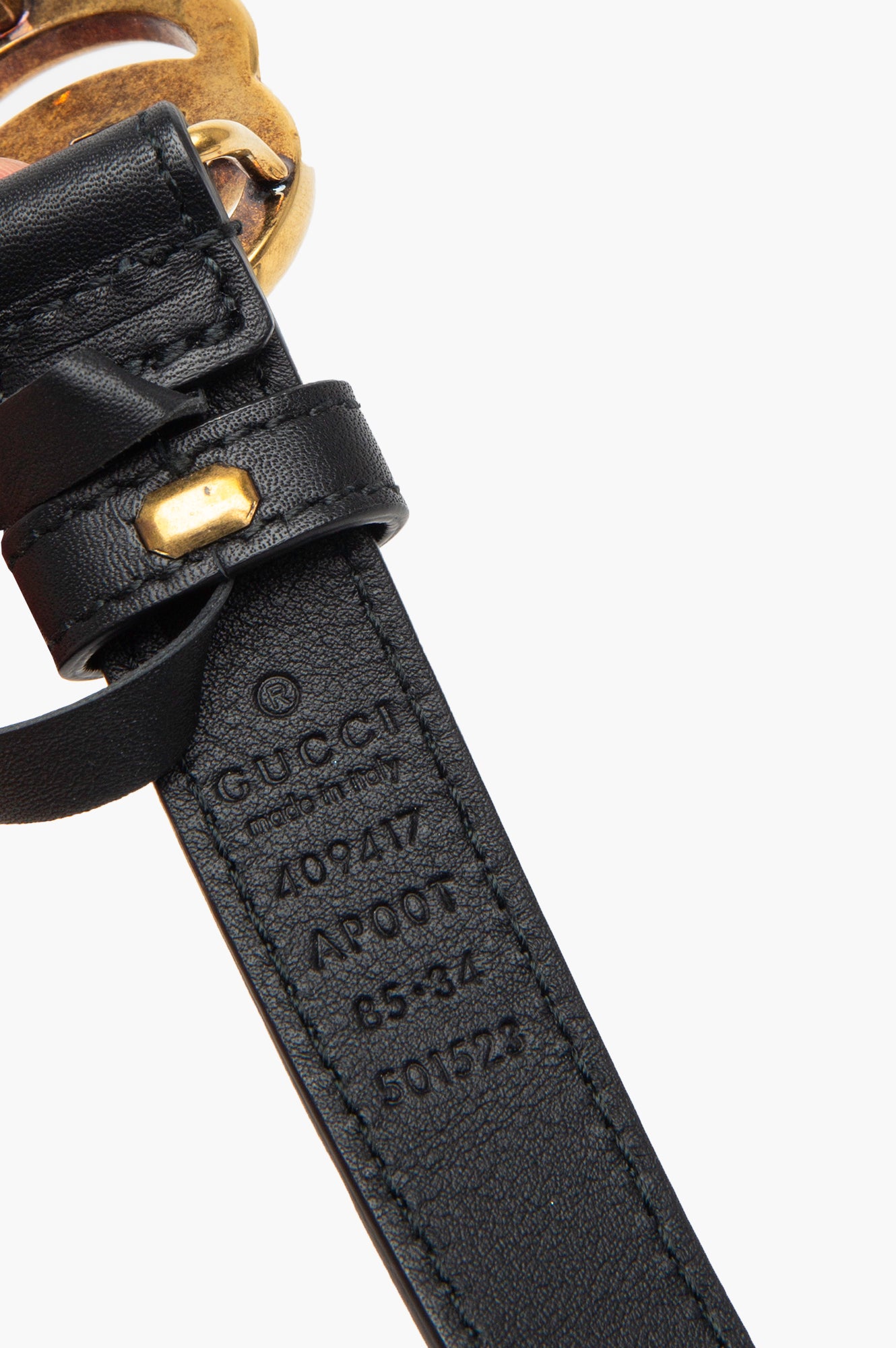 Gucci Black Leather 85 cm GG Marmont Belt