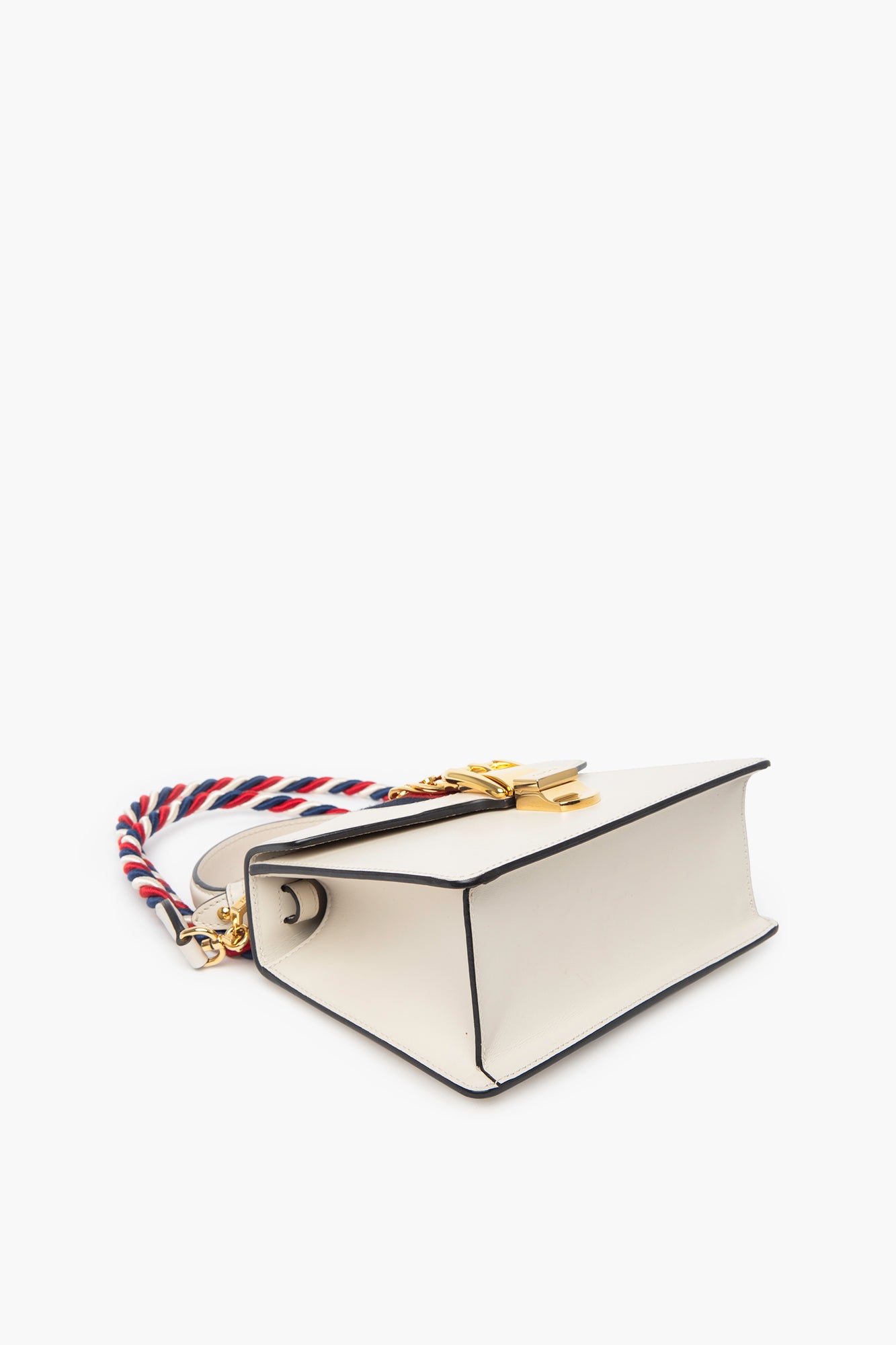 Gucci White Leather Sylvie Mini Top Handle Bag