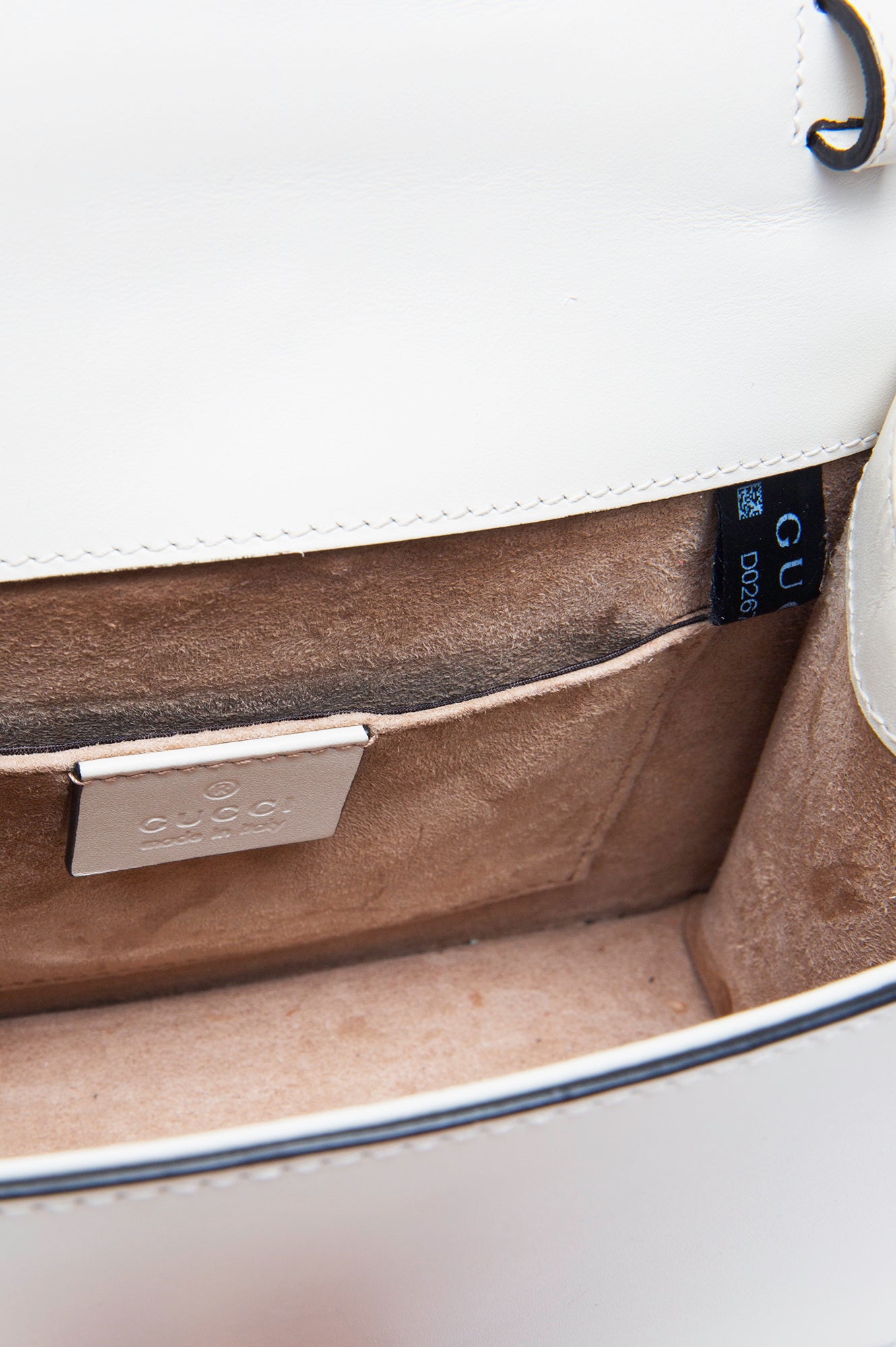 Gucci White Leather Sylvie Mini Top Handle Bag