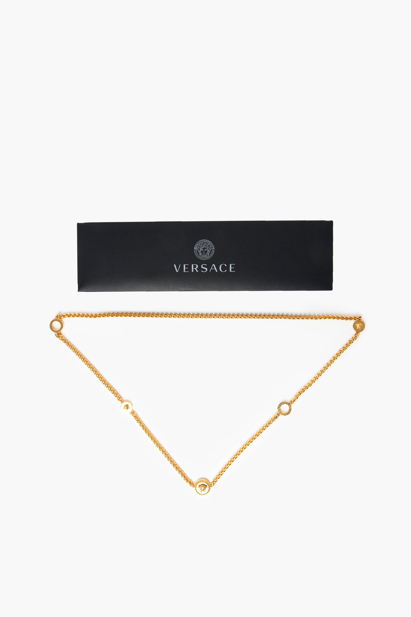 Versace Gold Tone Medusa Chain Necklace