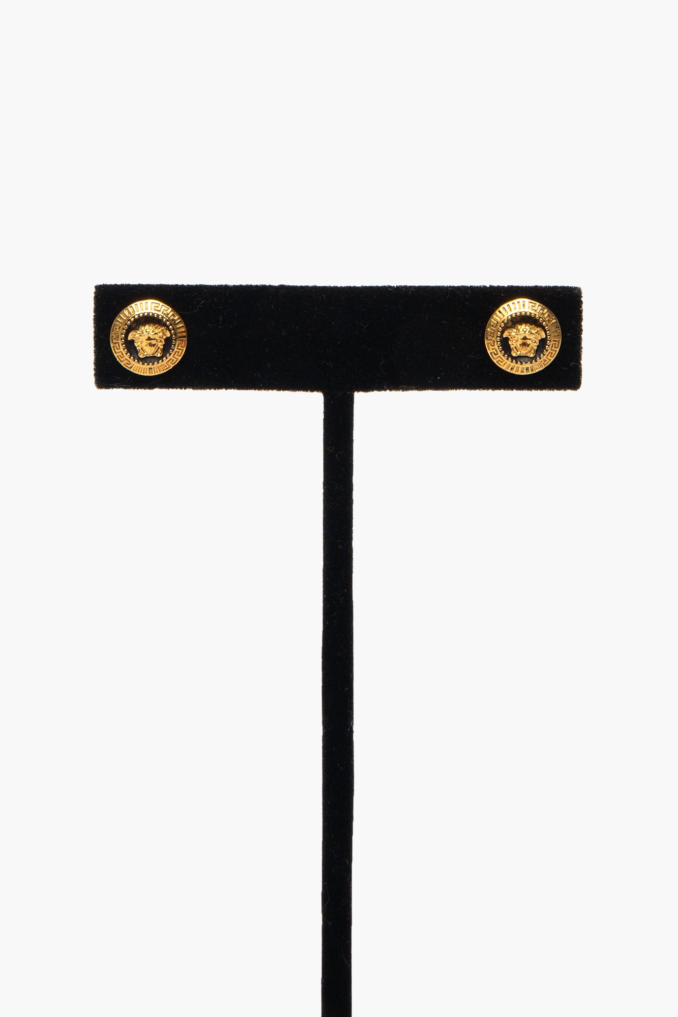 Versace Gold Tone Medusa Stud Earrings