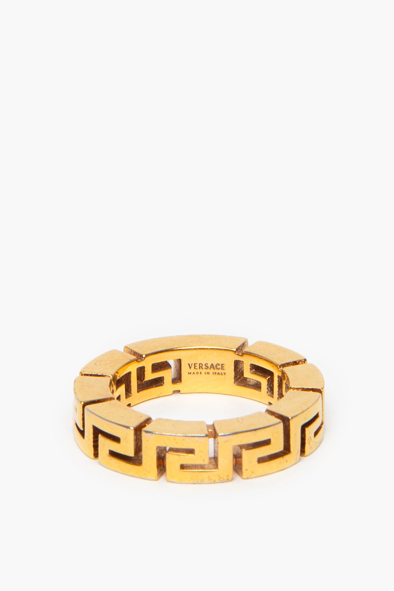 Versace Gold Tone Greca Ring Size 9