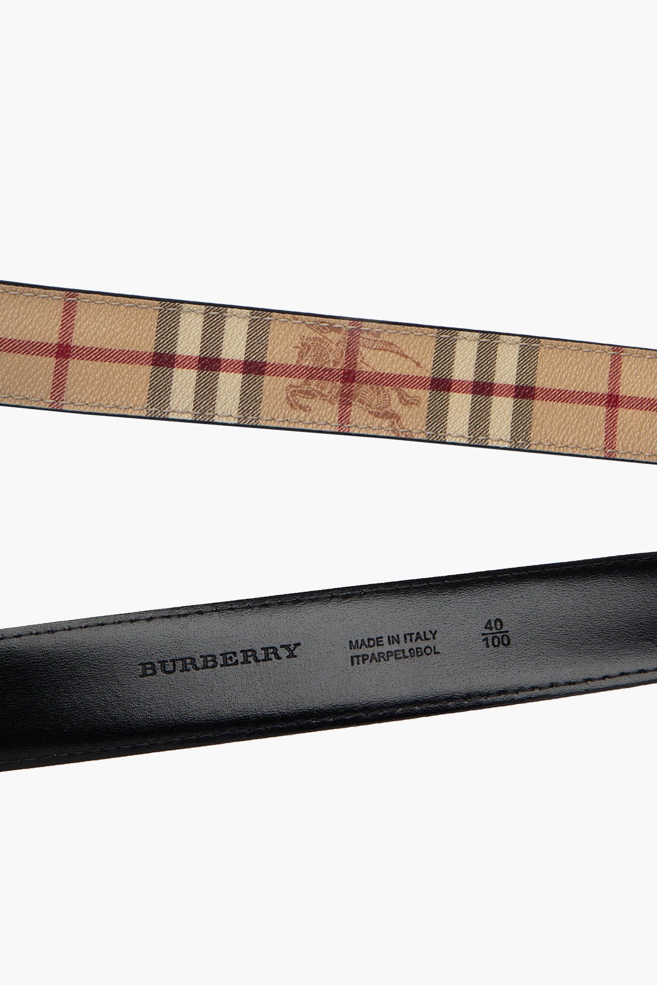 Burberry Black Leather Haymarket Check Belt