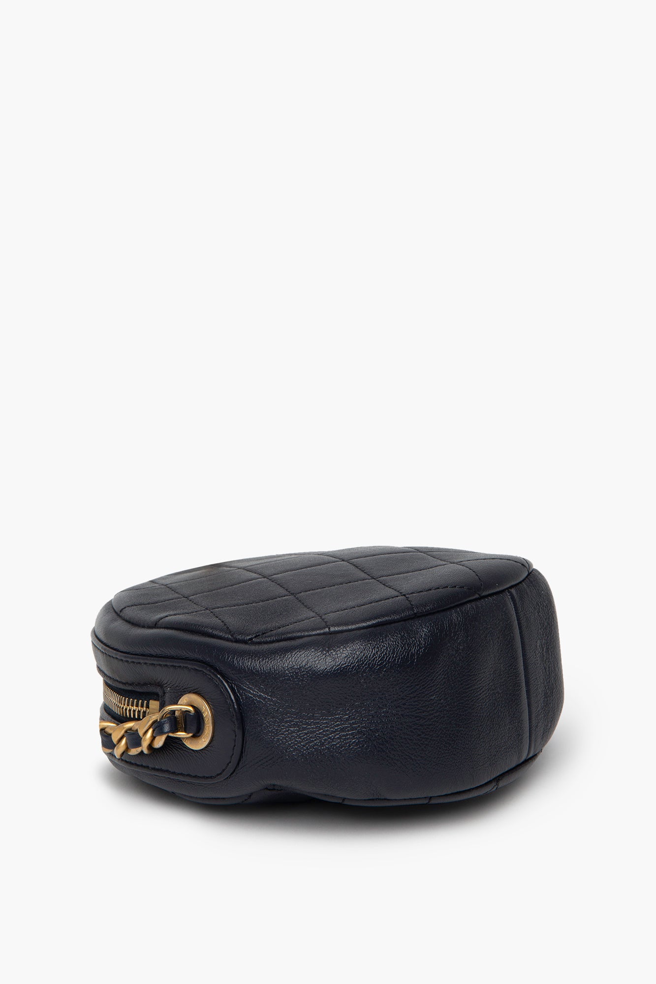 Chanel Quilted Dark Navy Glazed Calfskin Round Bag