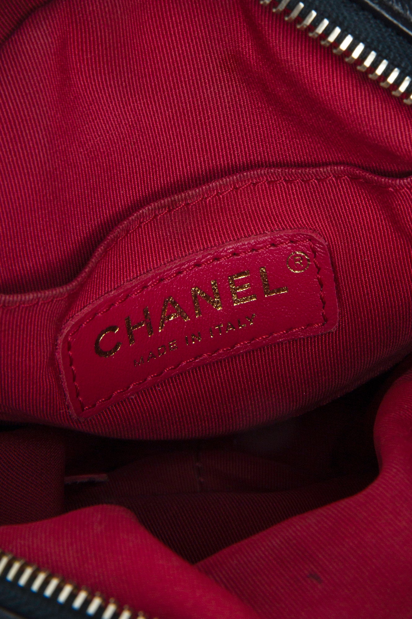 Chanel Quilted Dark Navy Glazed Calfskin Round Bag