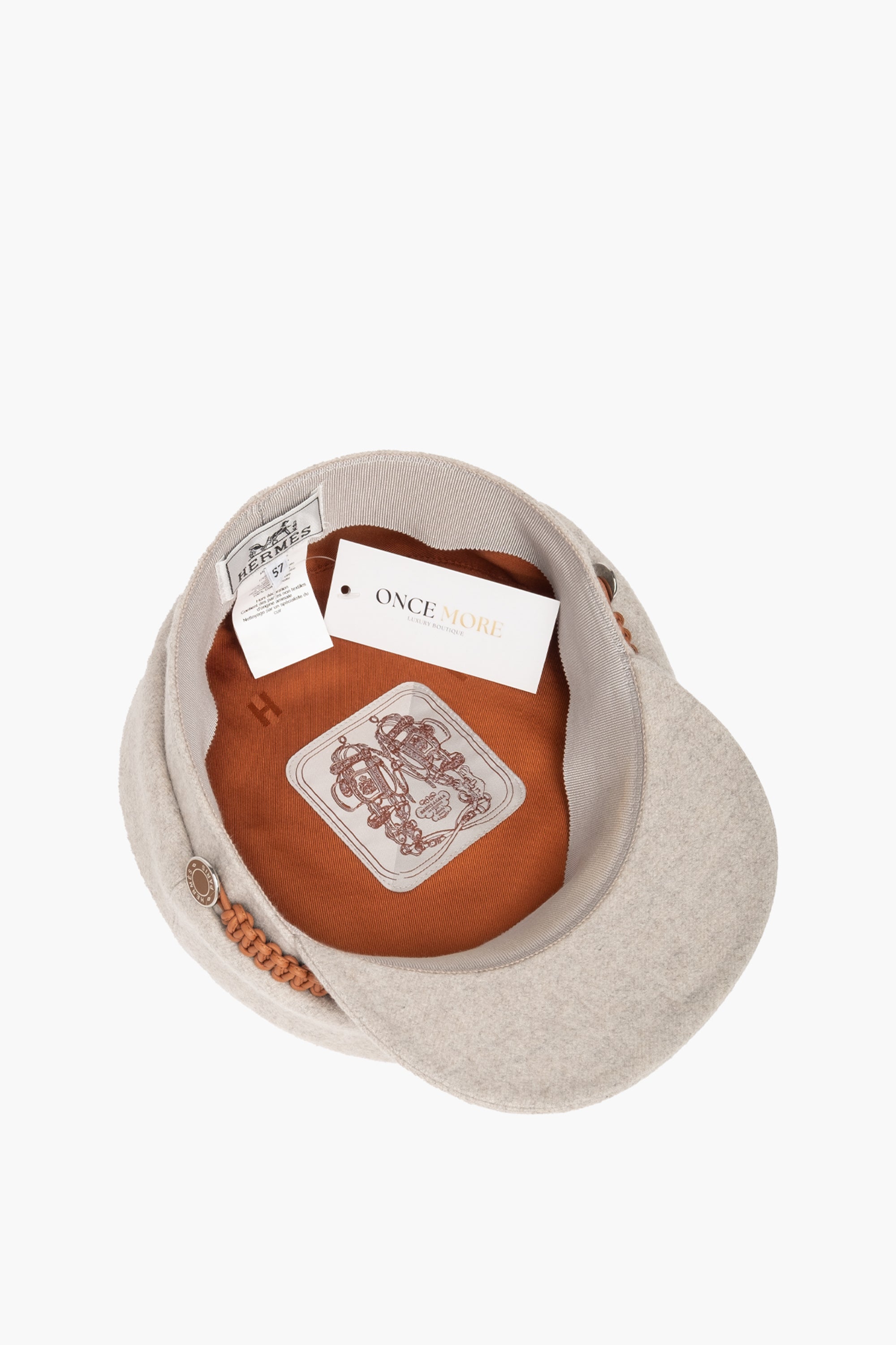 Hermes Grey Cashmere Hat Size 57