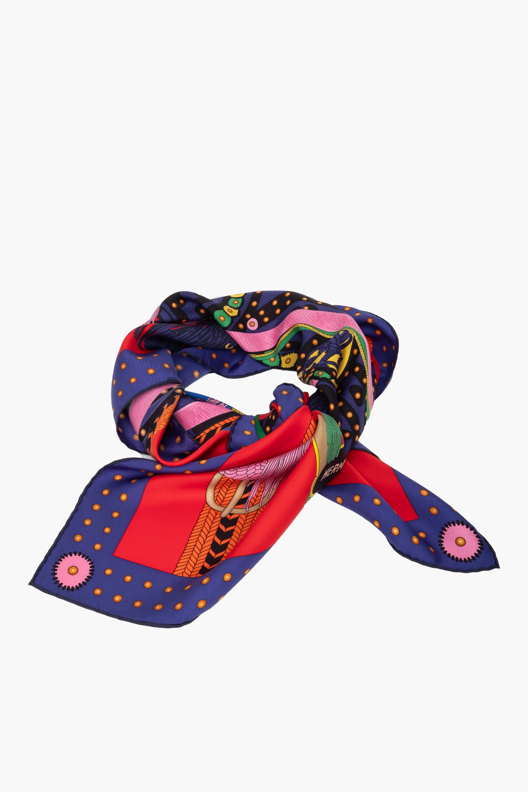 Hermes Red Selle De Dignitaire Silk Scarf 90