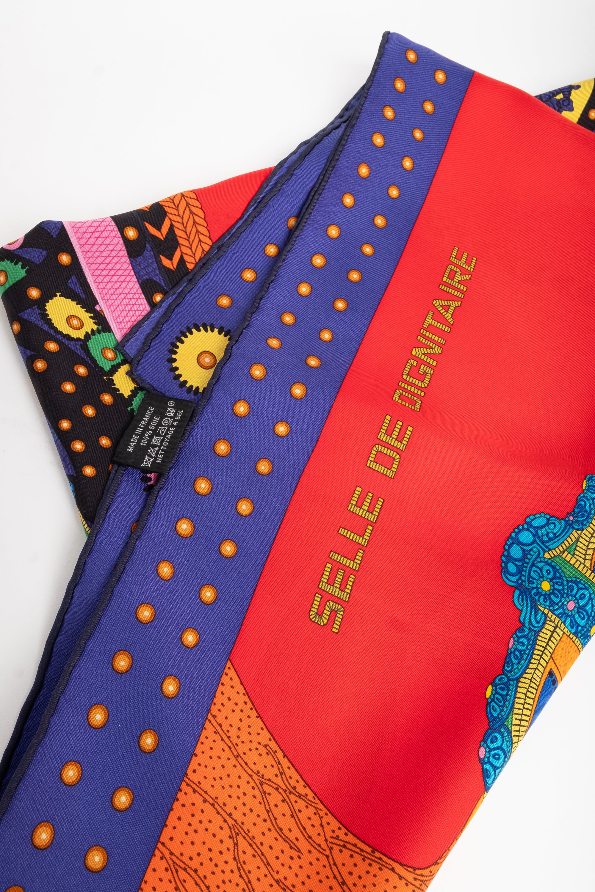 Hermes Red Selle De Dignitaire Silk Scarf 90
