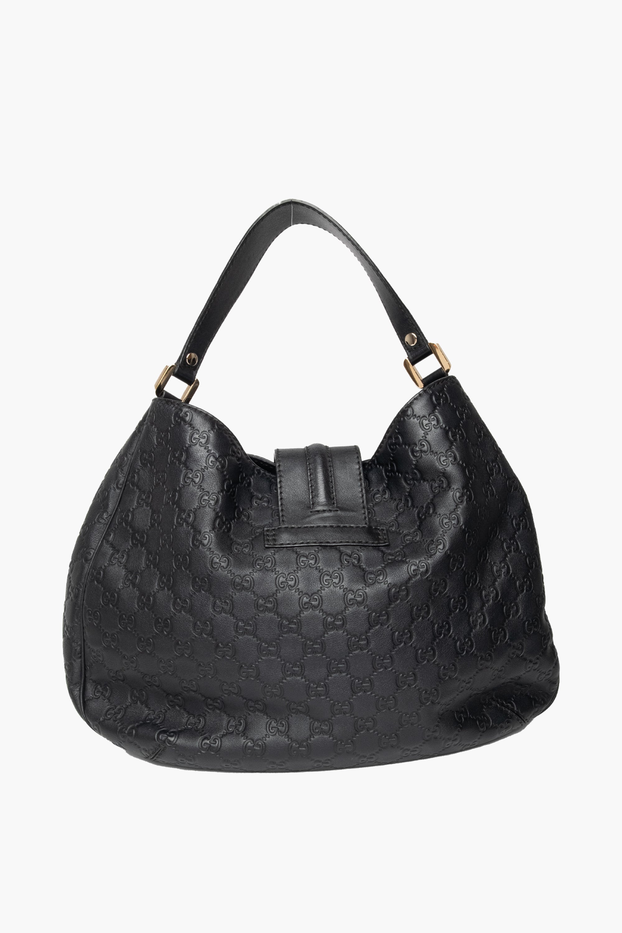 Gucci Black Guccissima Embossed Leather New Web Hobo Bag