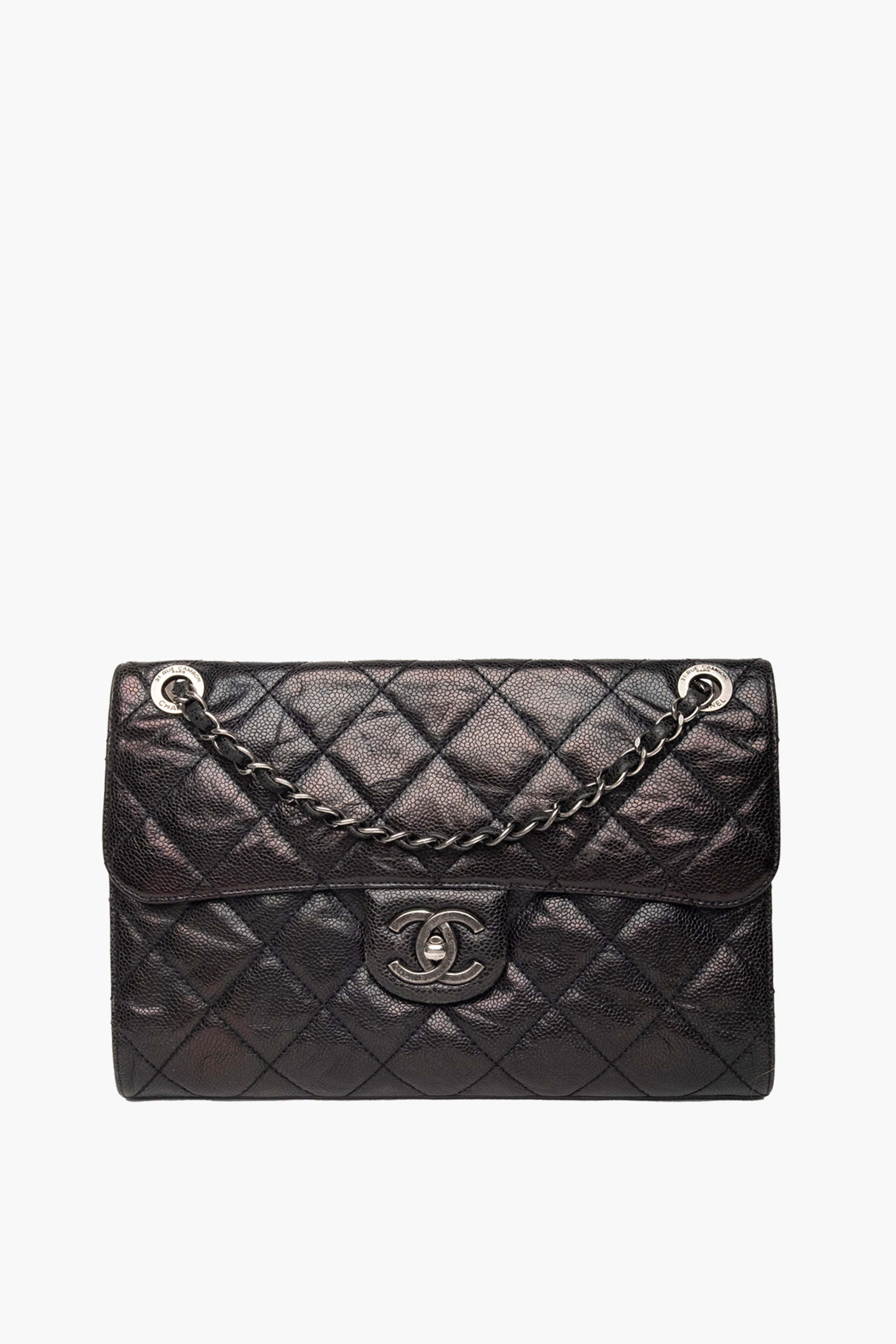Chanel Black Glazed Caviar Flap Bag SHW