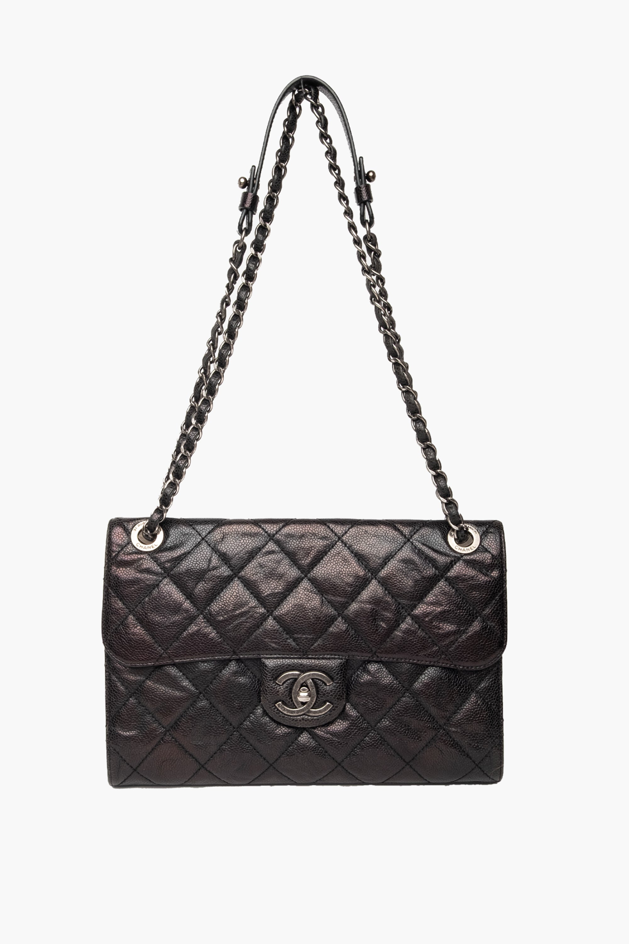 Chanel Black Glazed Caviar Flap Bag SHW