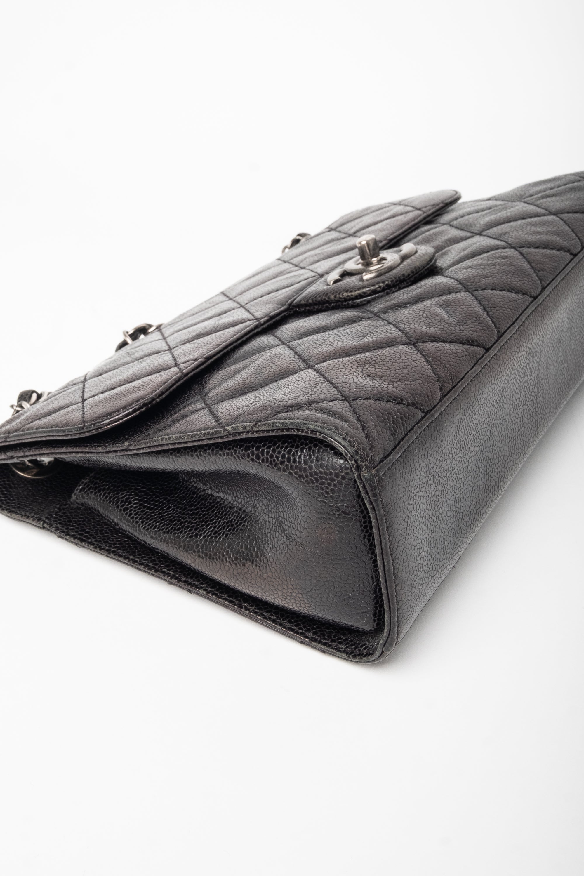 Chanel Black Glazed Caviar Flap Bag SHW