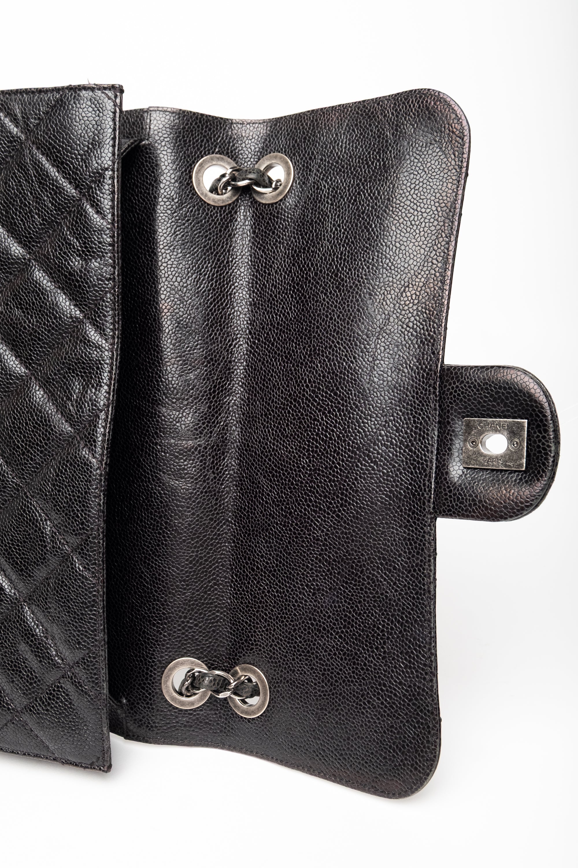 Chanel Black Glazed Caviar Flap Bag SHW