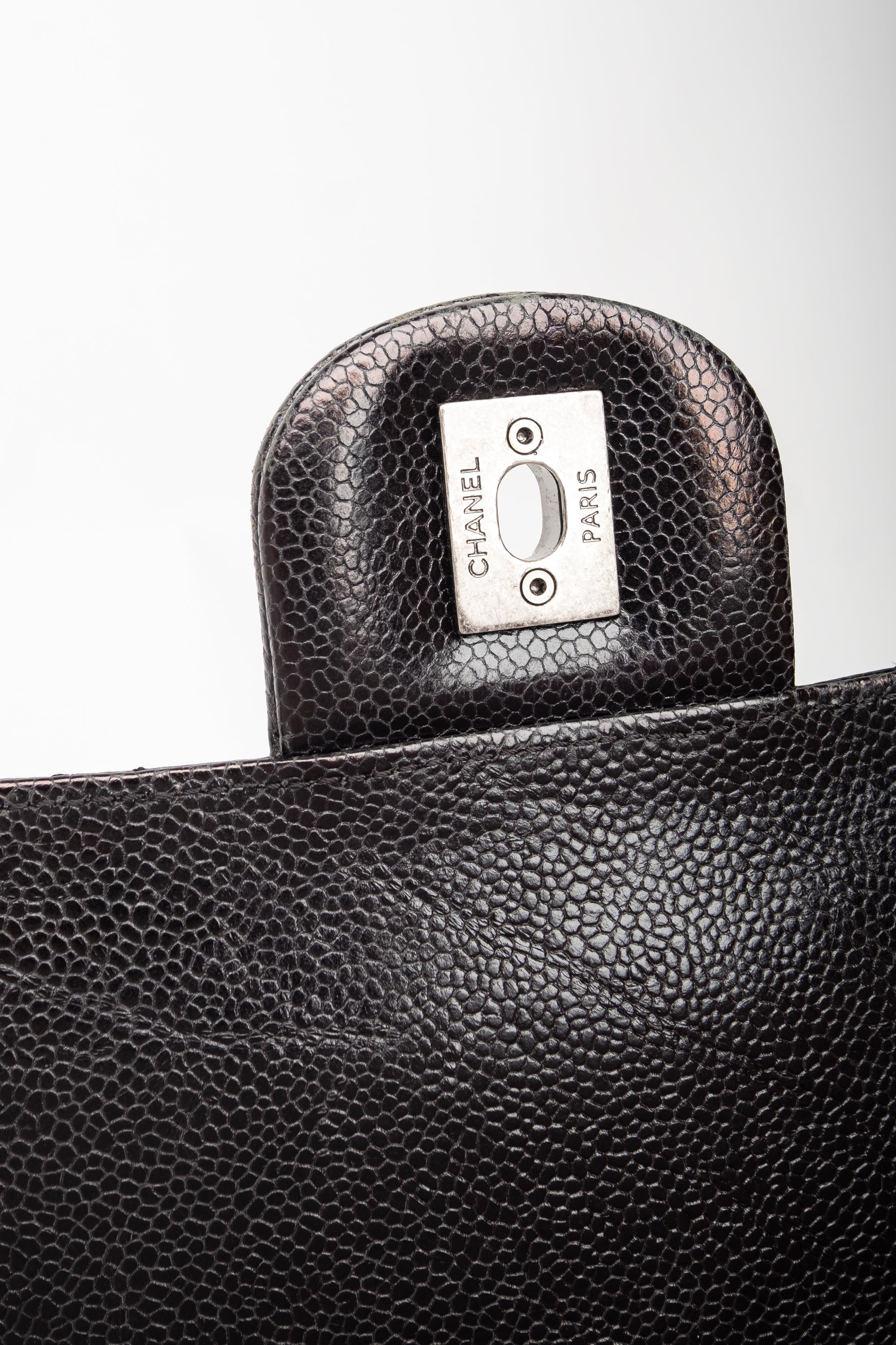 Chanel Black Glazed Caviar Flap Bag SHW