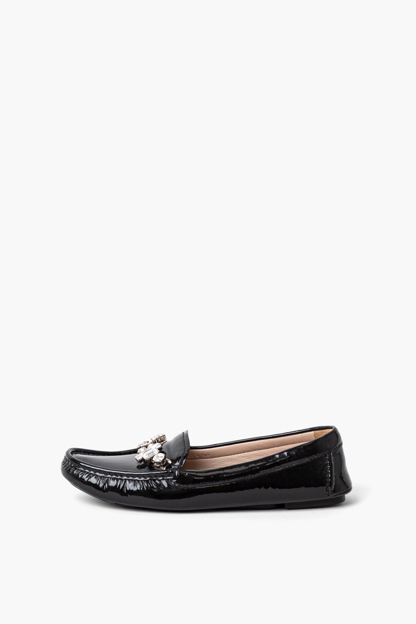 Miu Miu Black Patent Loafers With Crystal Details 36.5