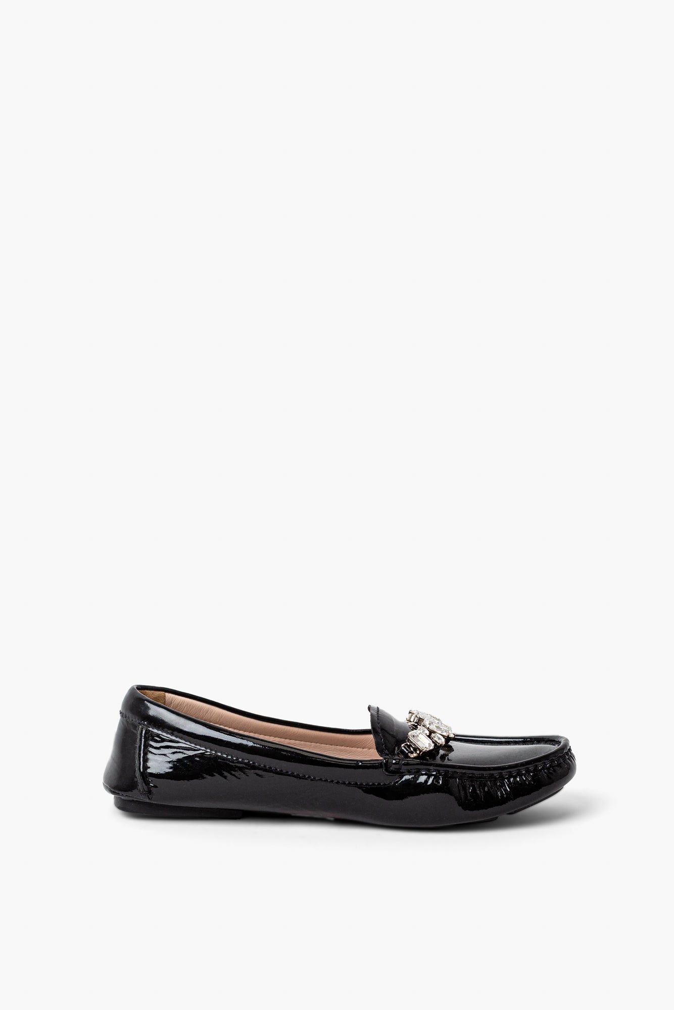 Miu Miu Black Patent Loafers With Crystal Details 36.5