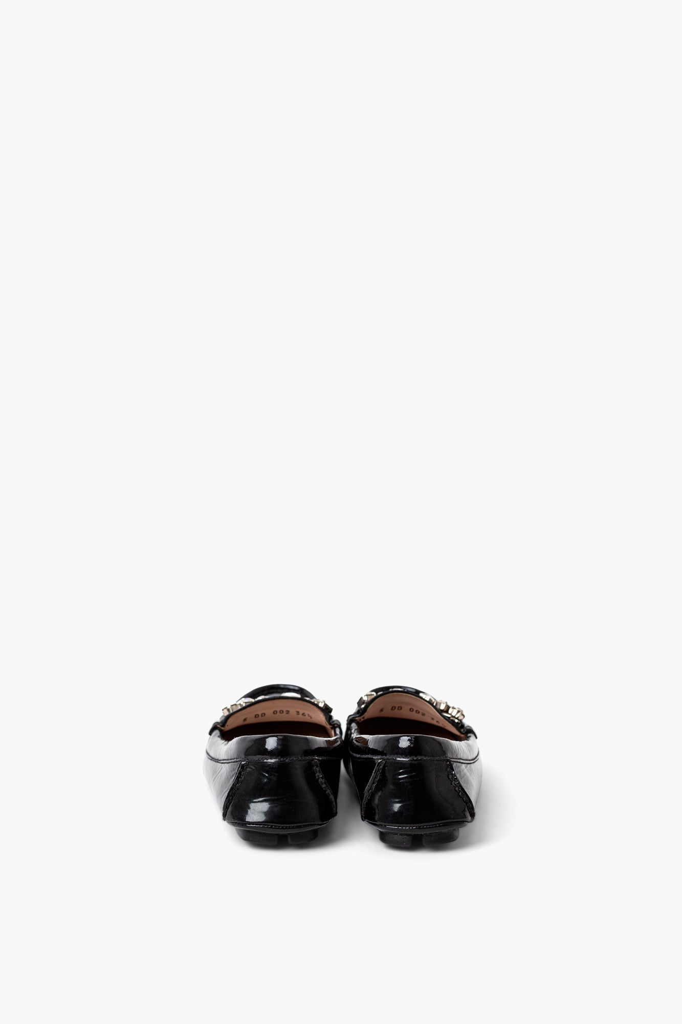 Miu Miu Black Patent Loafers With Crystal Details 36.5